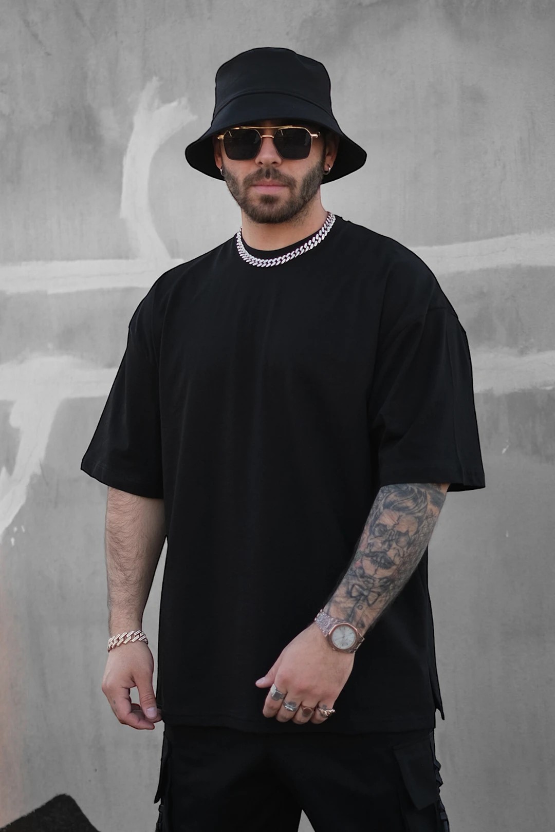 808 Basic Oversize Tişört  - Siyah