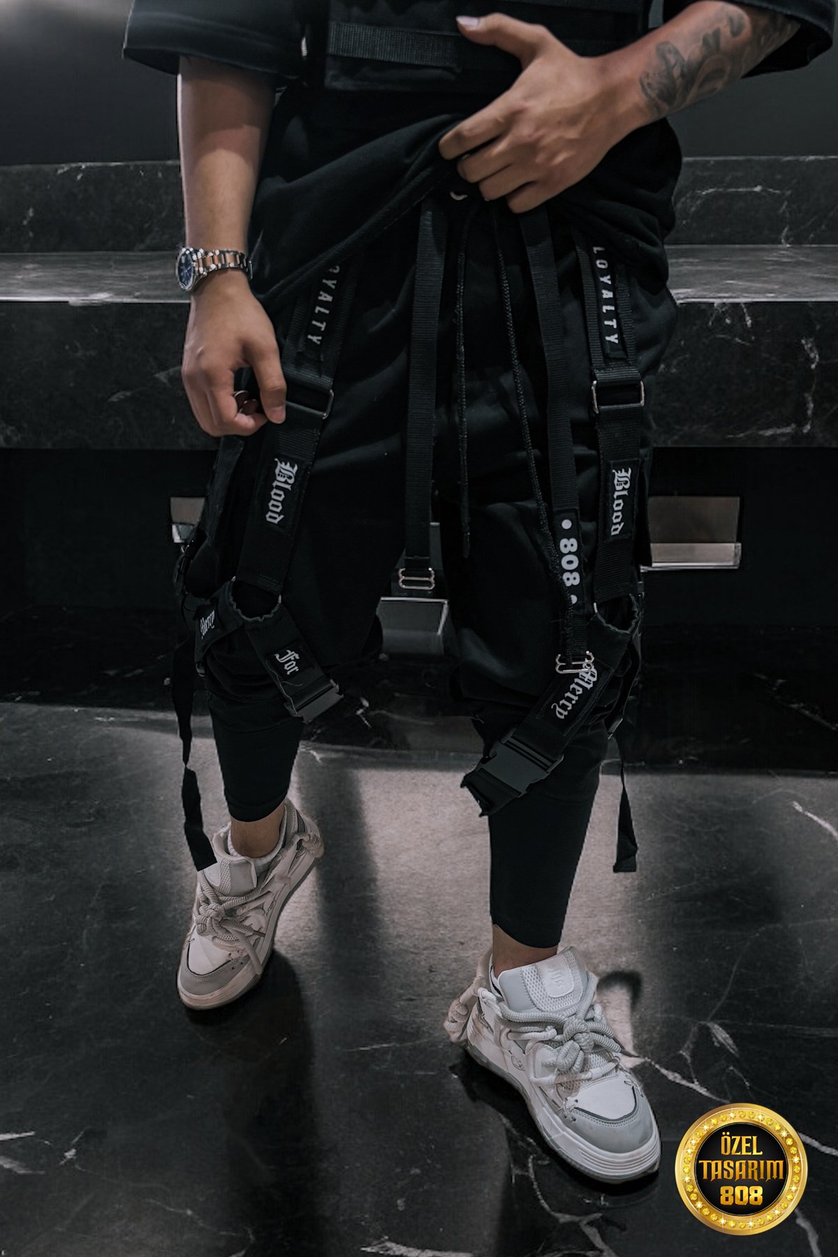 808 Özel Tasarım Cyber Punk Baggy Jogger