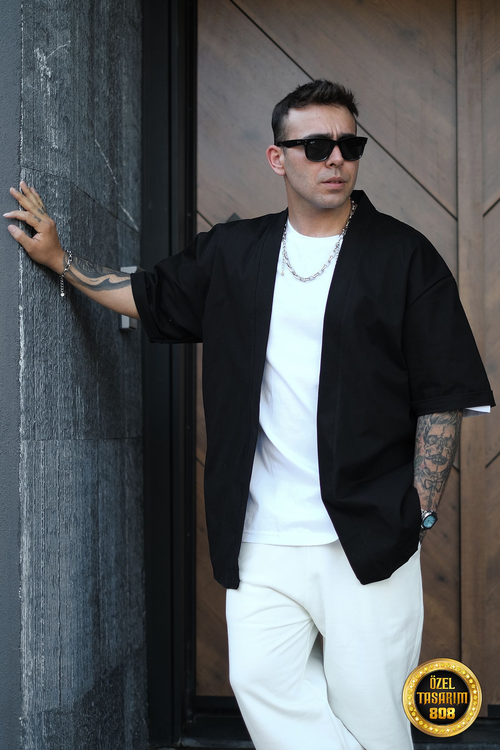 808 Oversize Basic Kimono - Siyah