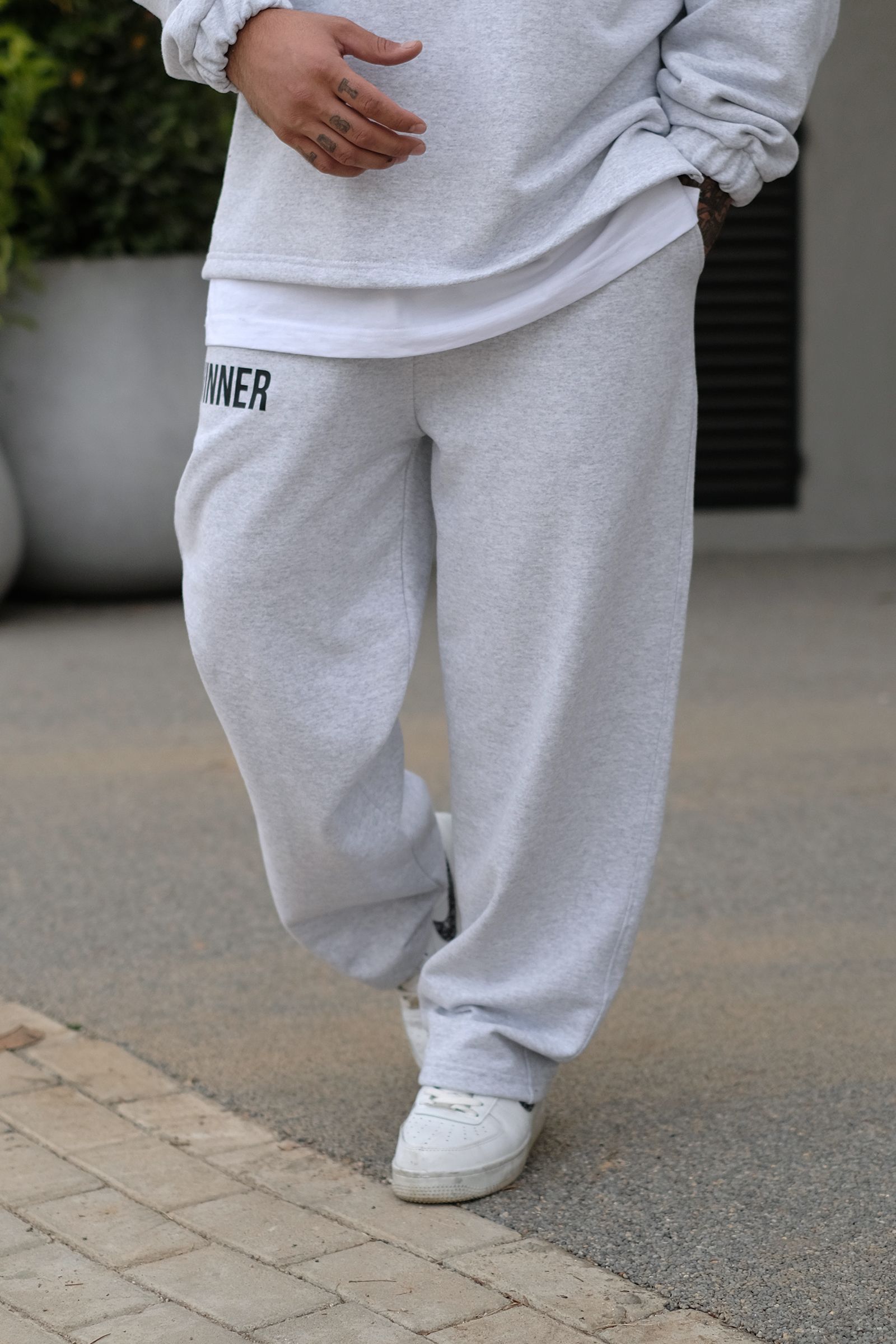 808 Winner Baskılı Özel Tasarım Oversize Jogger - Gri