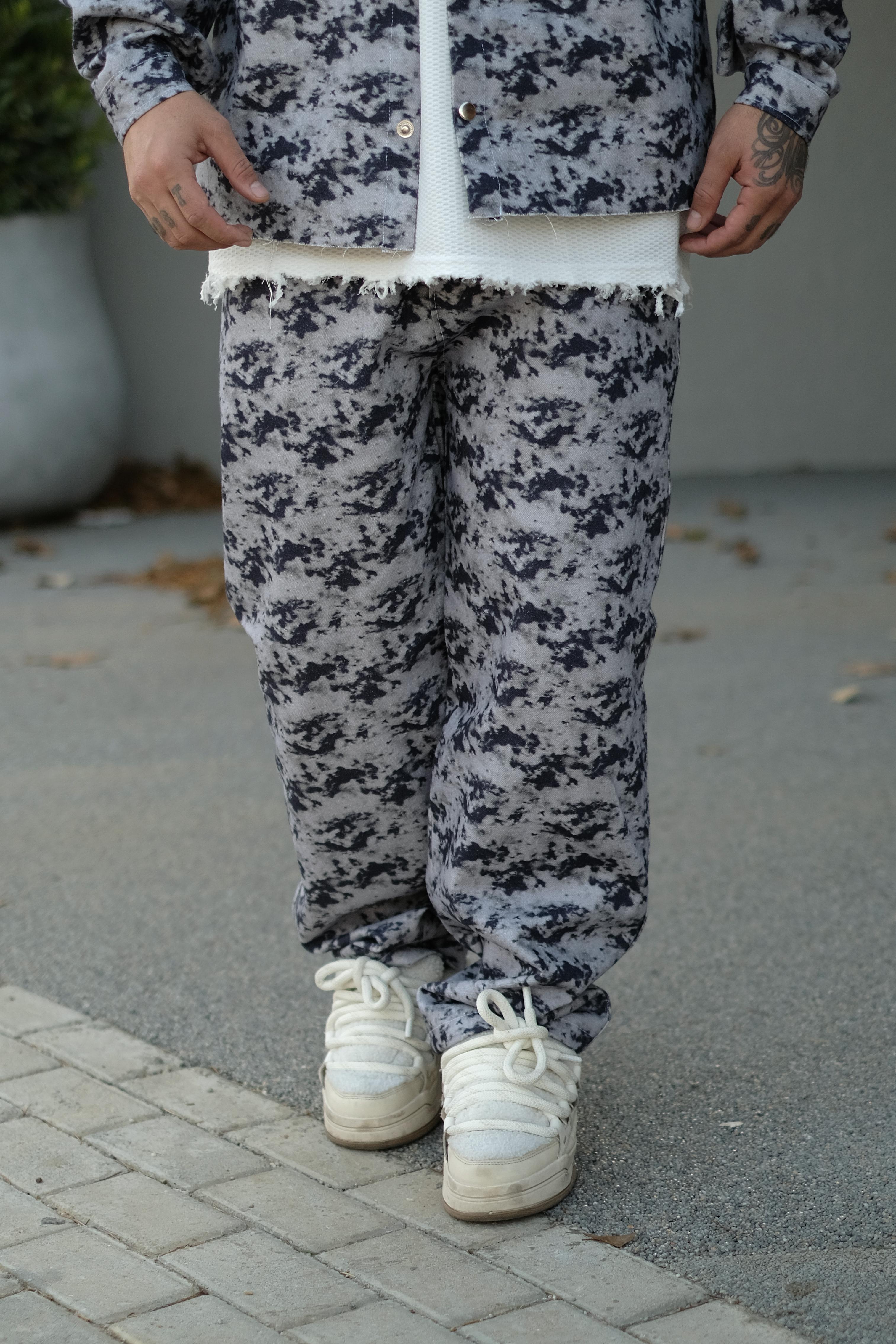 808 Marble Desen Özel Tasarım Oversize Kot Jogger