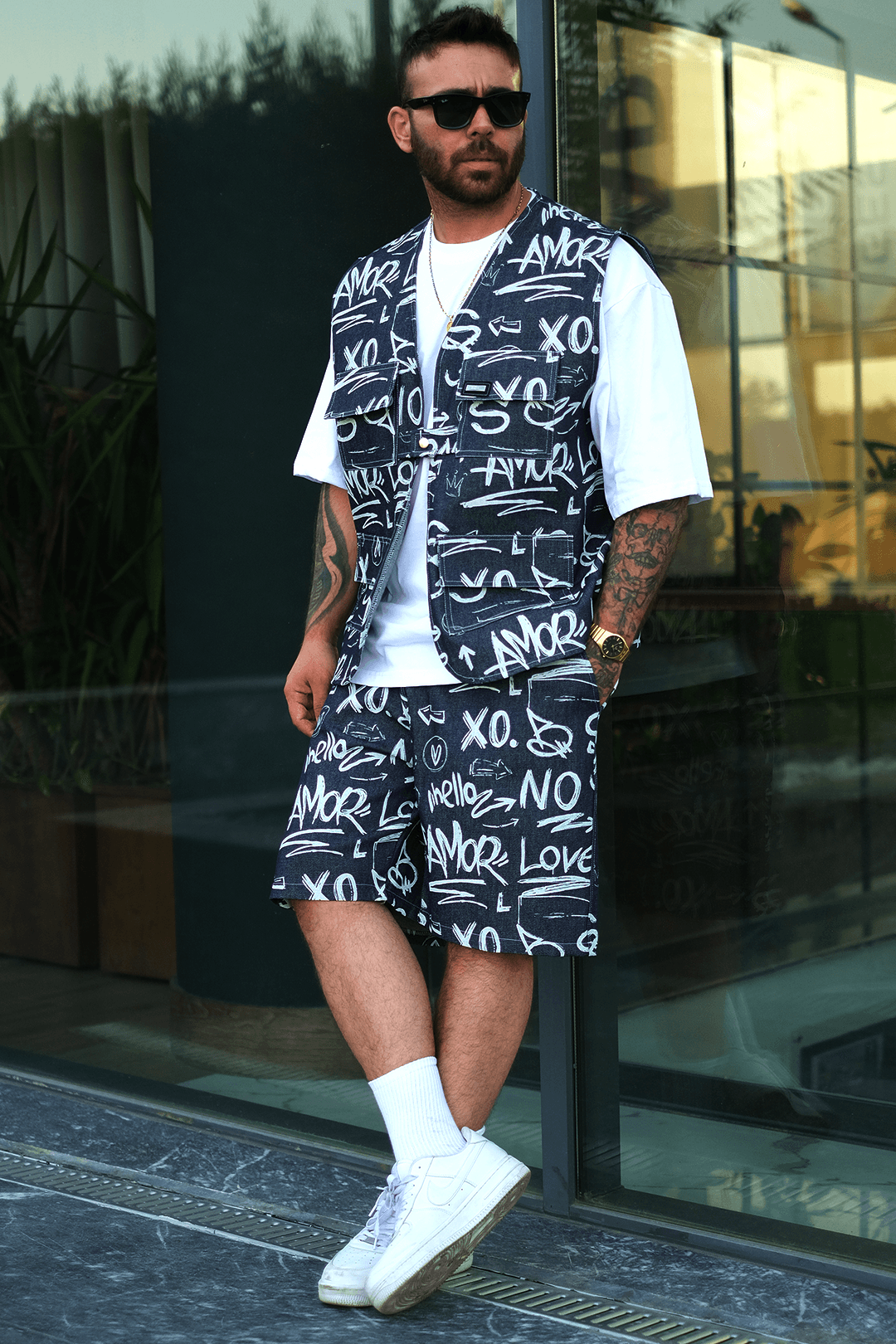 808 XO Street  Desen Oversize Şort