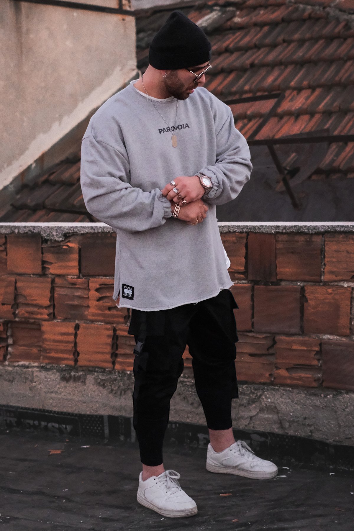 808 ''Paranoia'' Oversize Fermuar Yırtmaç Sweatshirt