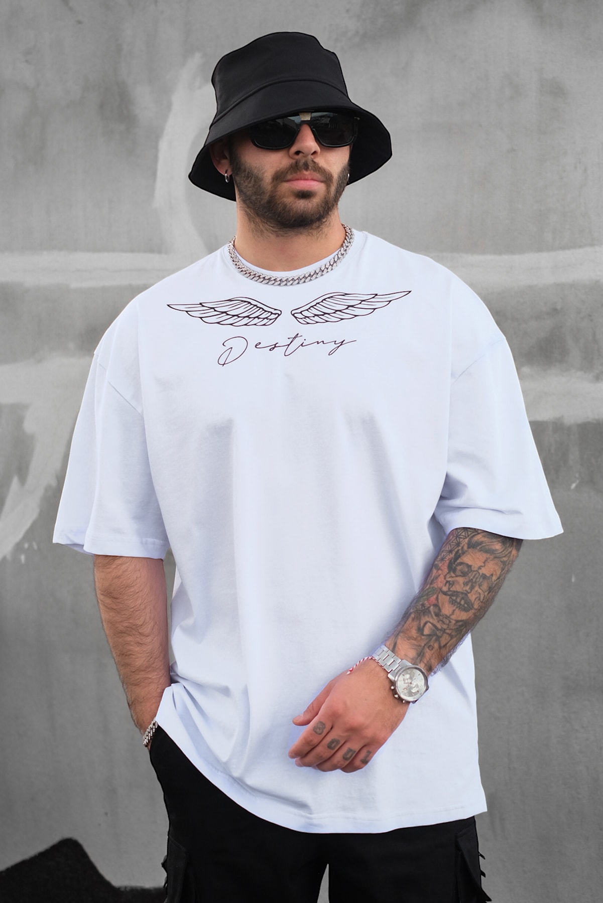 808 Destiny Baskılı Oversize Tişört