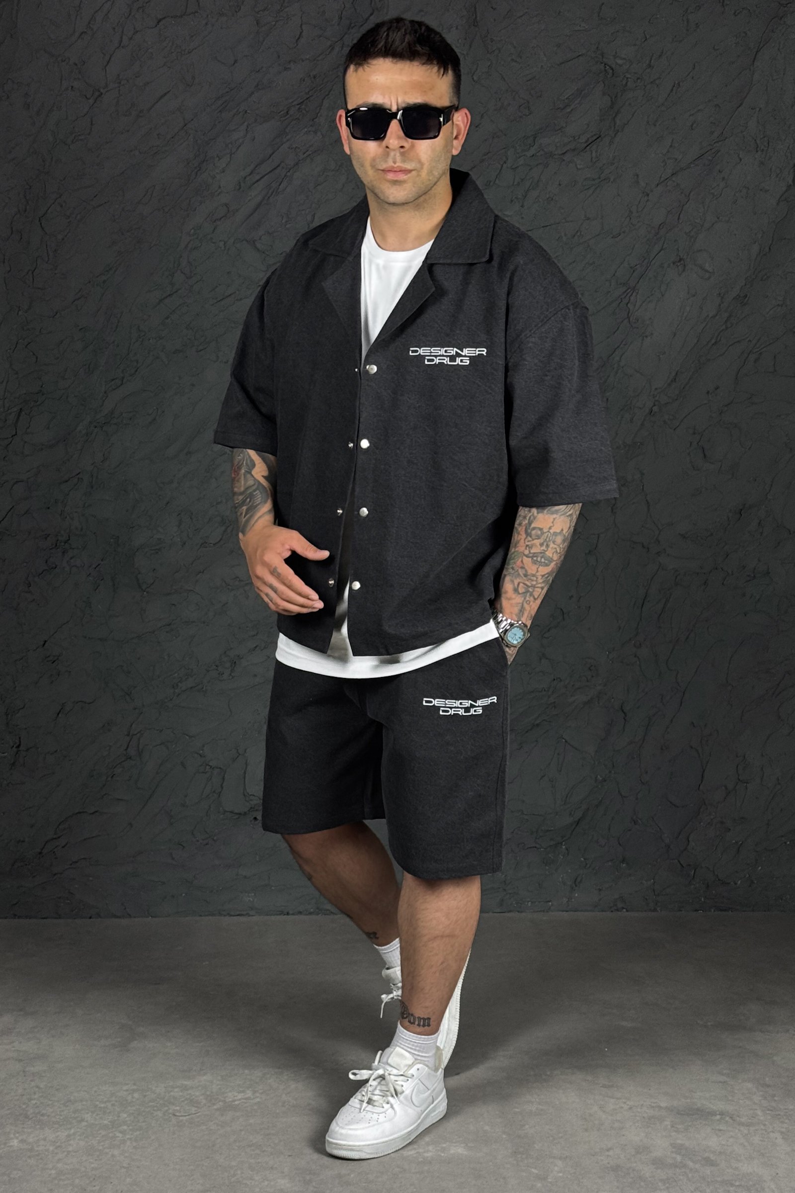  808 Designer Baskılı Oversize Tok Kot Takım