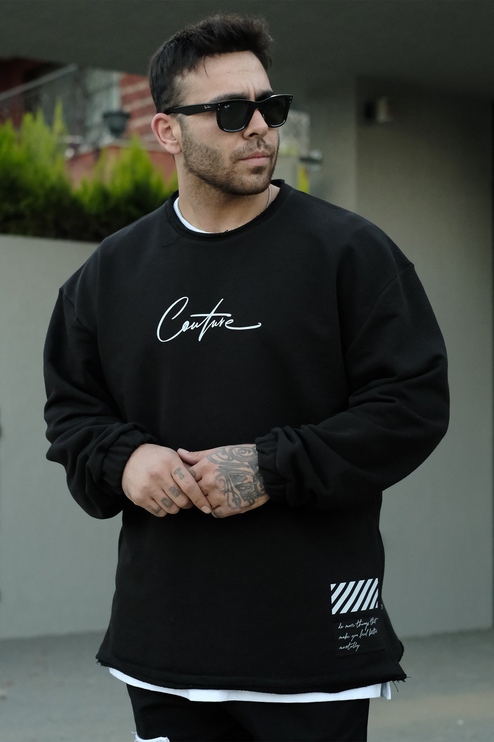 808 "Couture" Fermuar Yırtmaç Oversize Sweatshirt