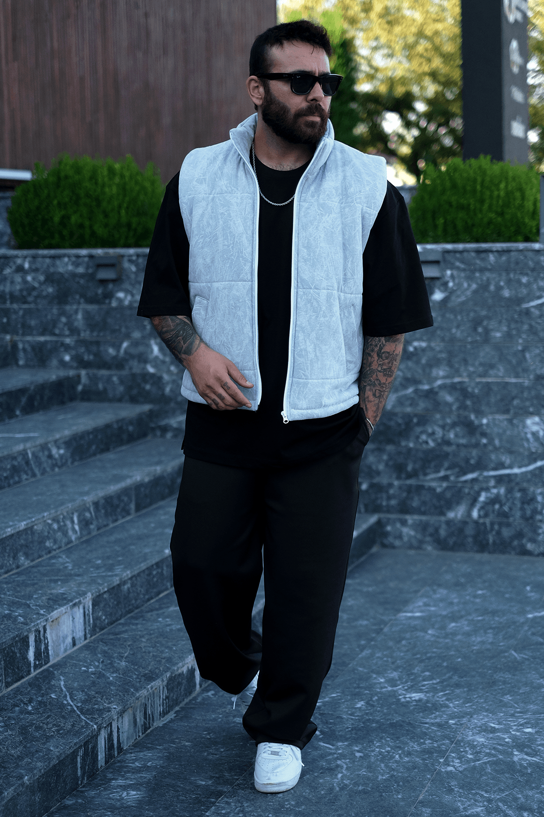 808 Frost Desen Dolgulu Dik Yaka Yelek