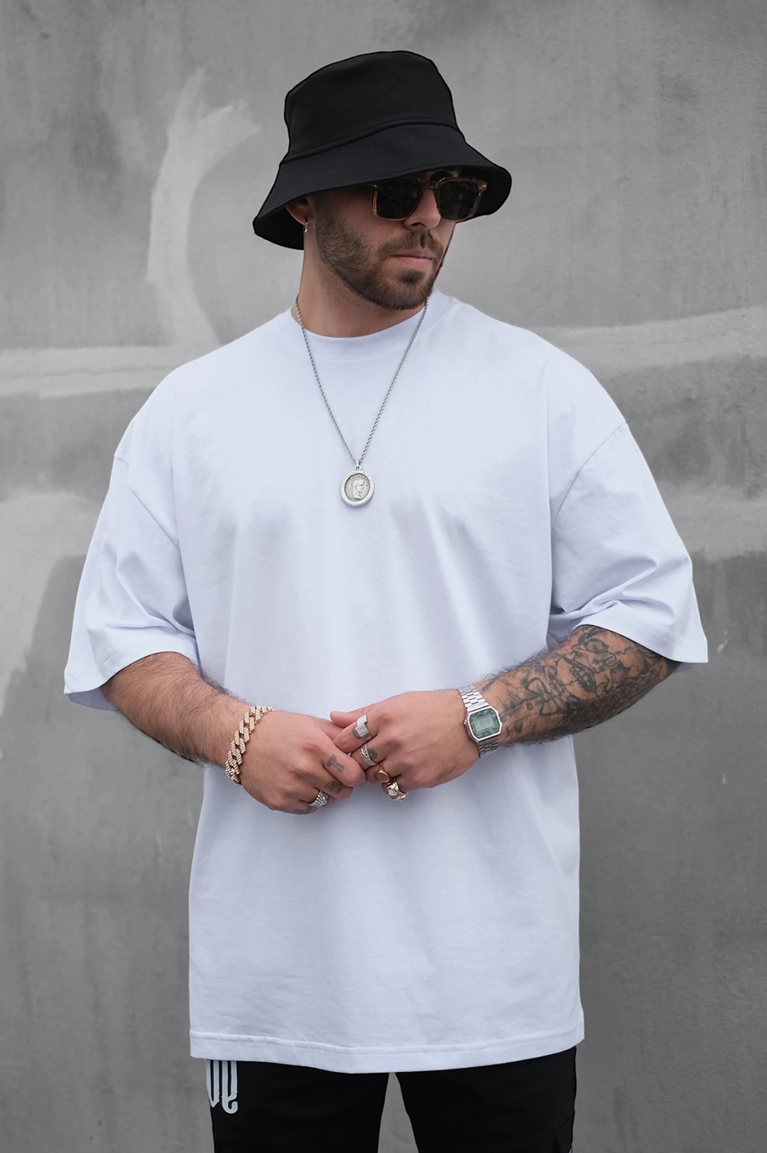 808 Basic Oversize Tişört - Beyaz