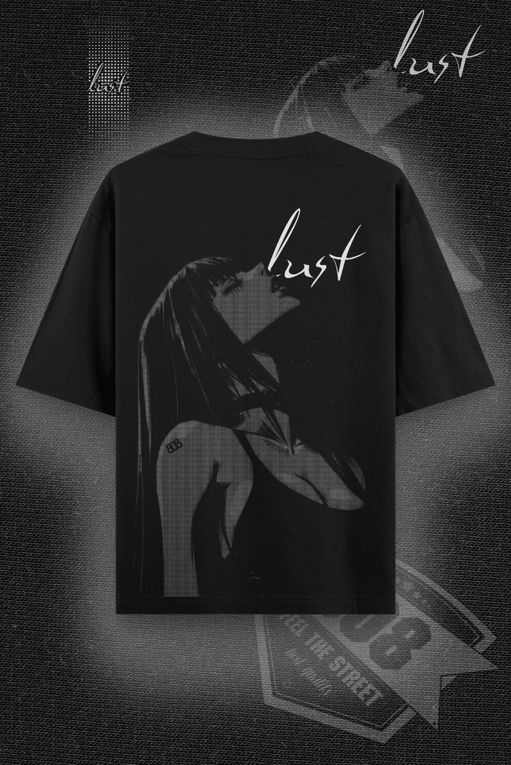 808 " Lust " Baskılı Oversize Tişört - Siyah