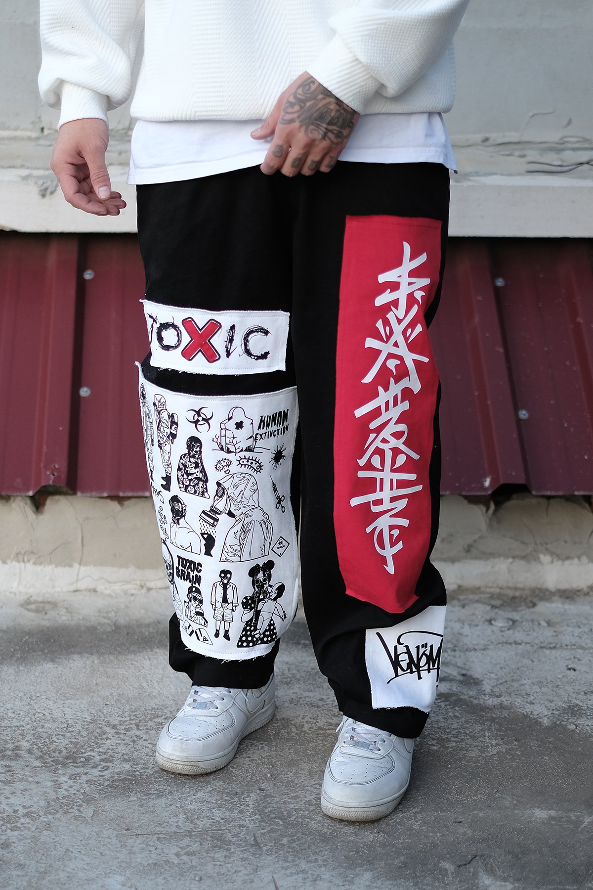 808 Toxic Baskılı Yama Detay Oversize Baggy Pantolon