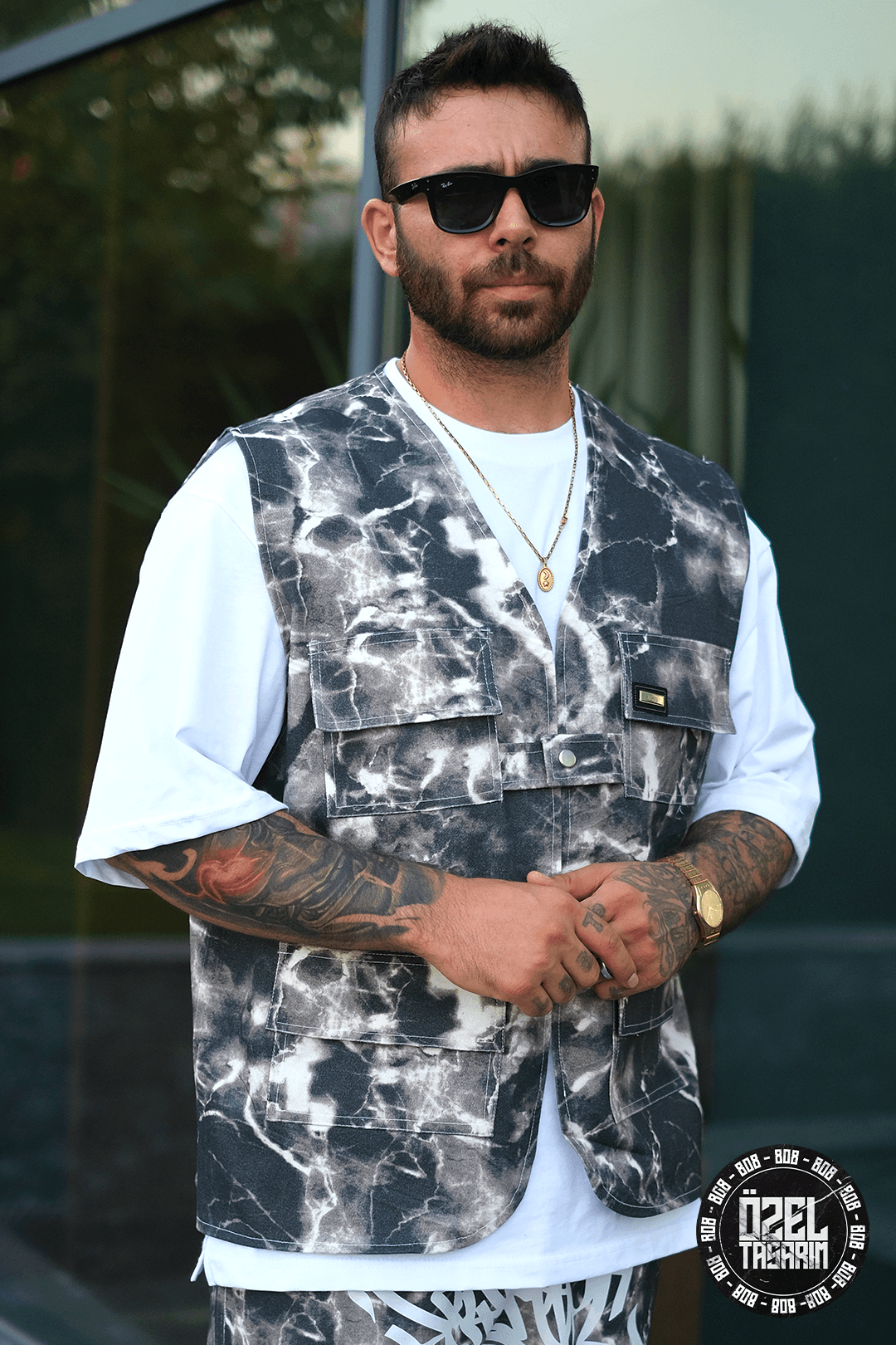 808 marble Desen Oversize Takım ( Yelek + pantolon )