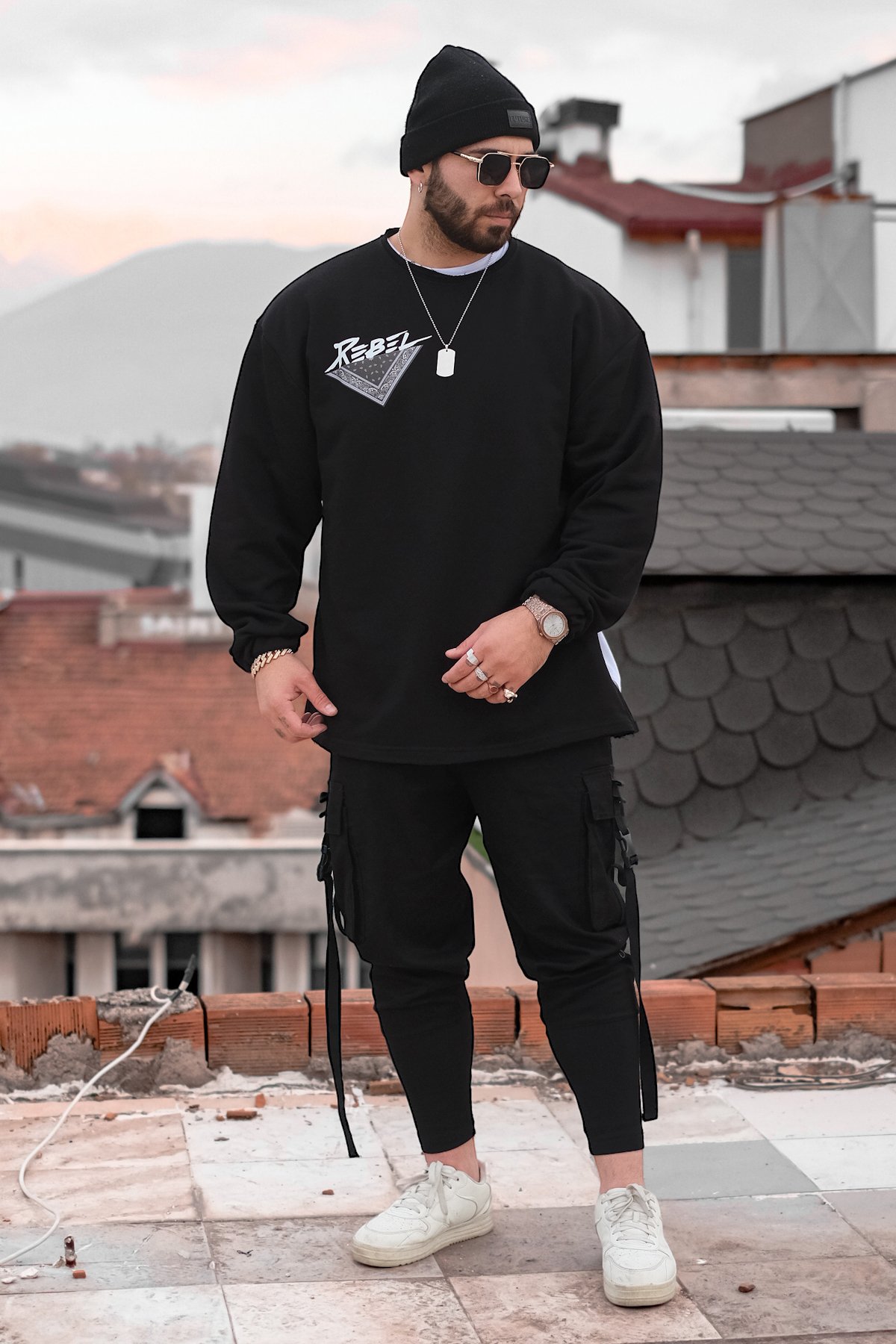808 ”Rebel” Oversıze Fermuar Yırtmaç Sweatshırt