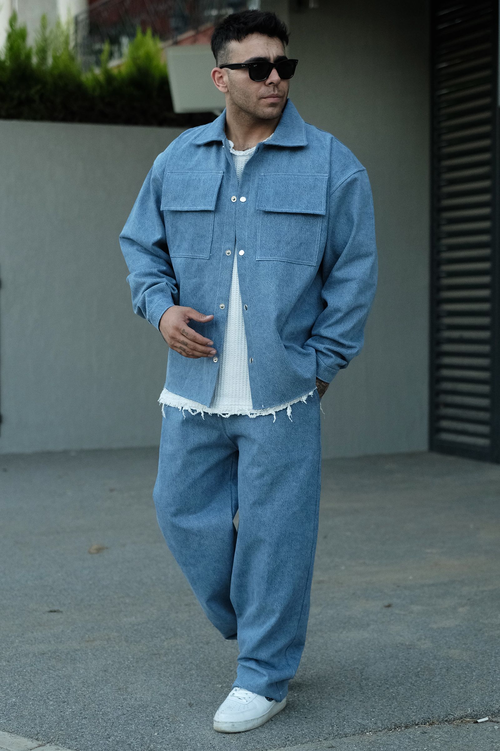 808 Oversize Retro Mavi Kot Jogger