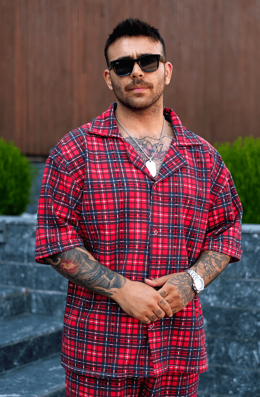 808 Ekose Desen V Yaka Tok Oversize Gömlek