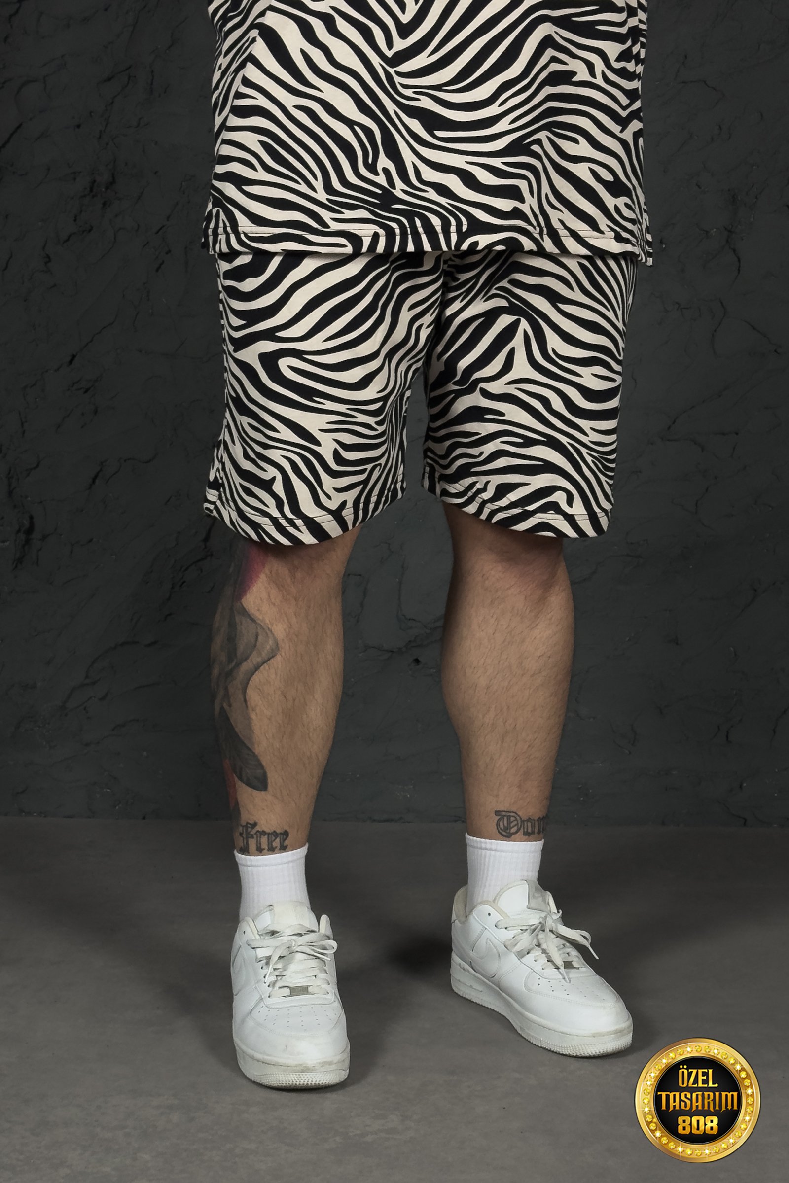 808 Zebra Desen Oversize Şort