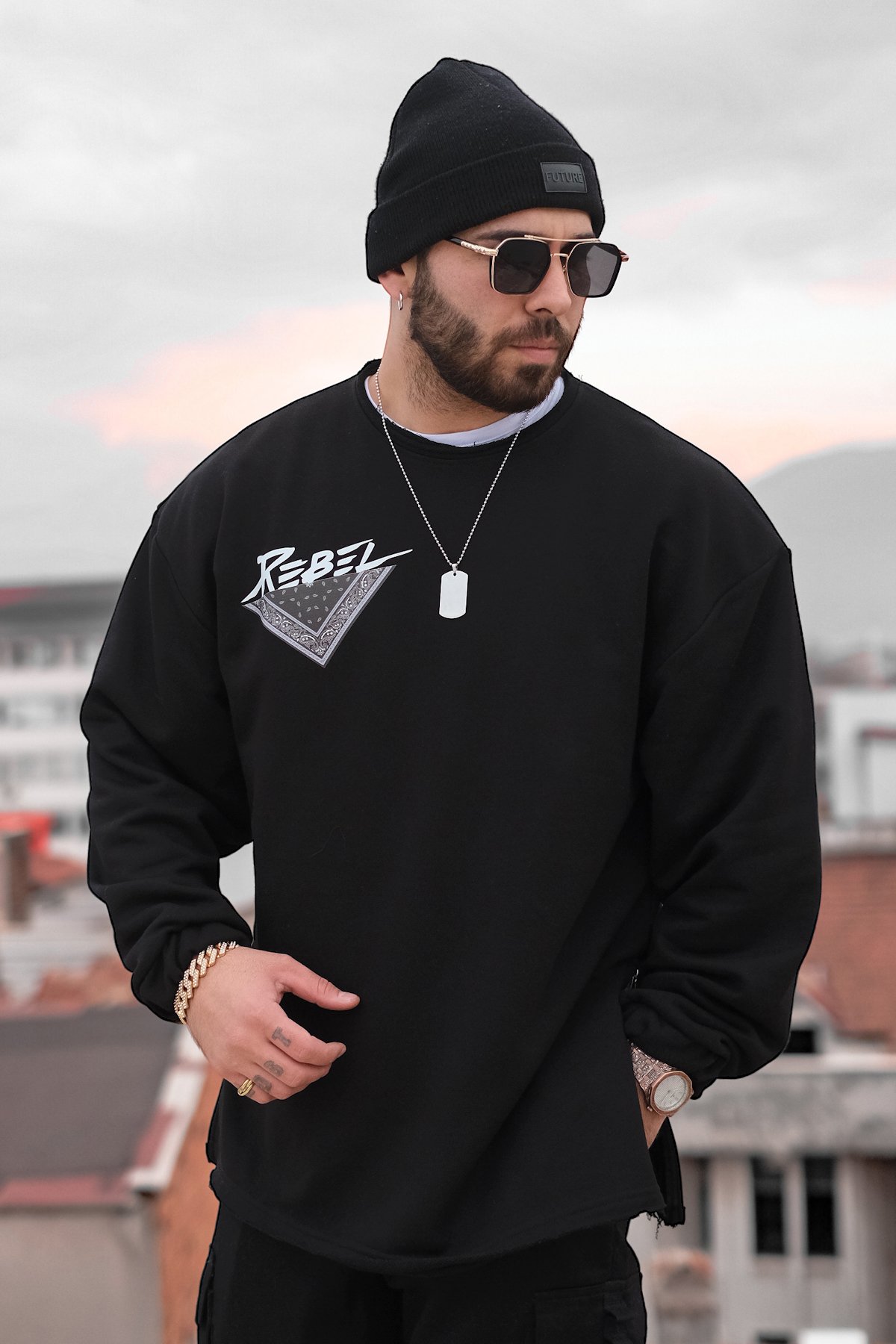 808 ”Rebel” Oversıze Fermuar Yırtmaç Sweatshırt