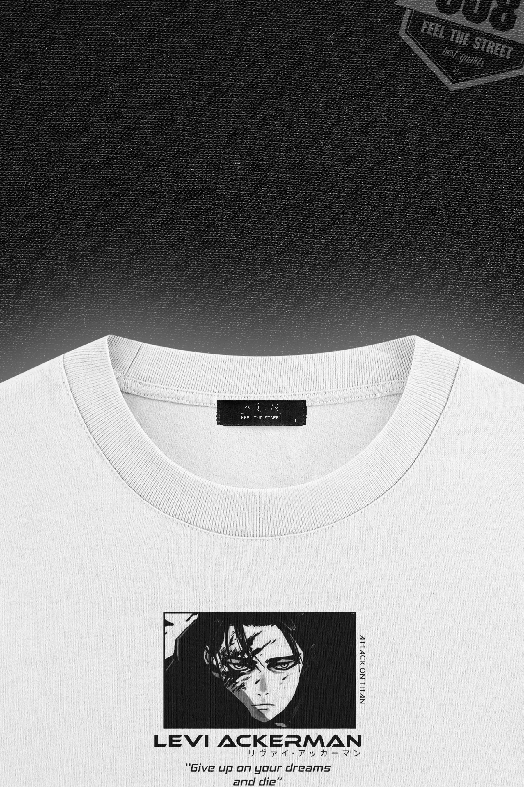 808 " Levi Ackerman " Baskılı Oversize Tişört