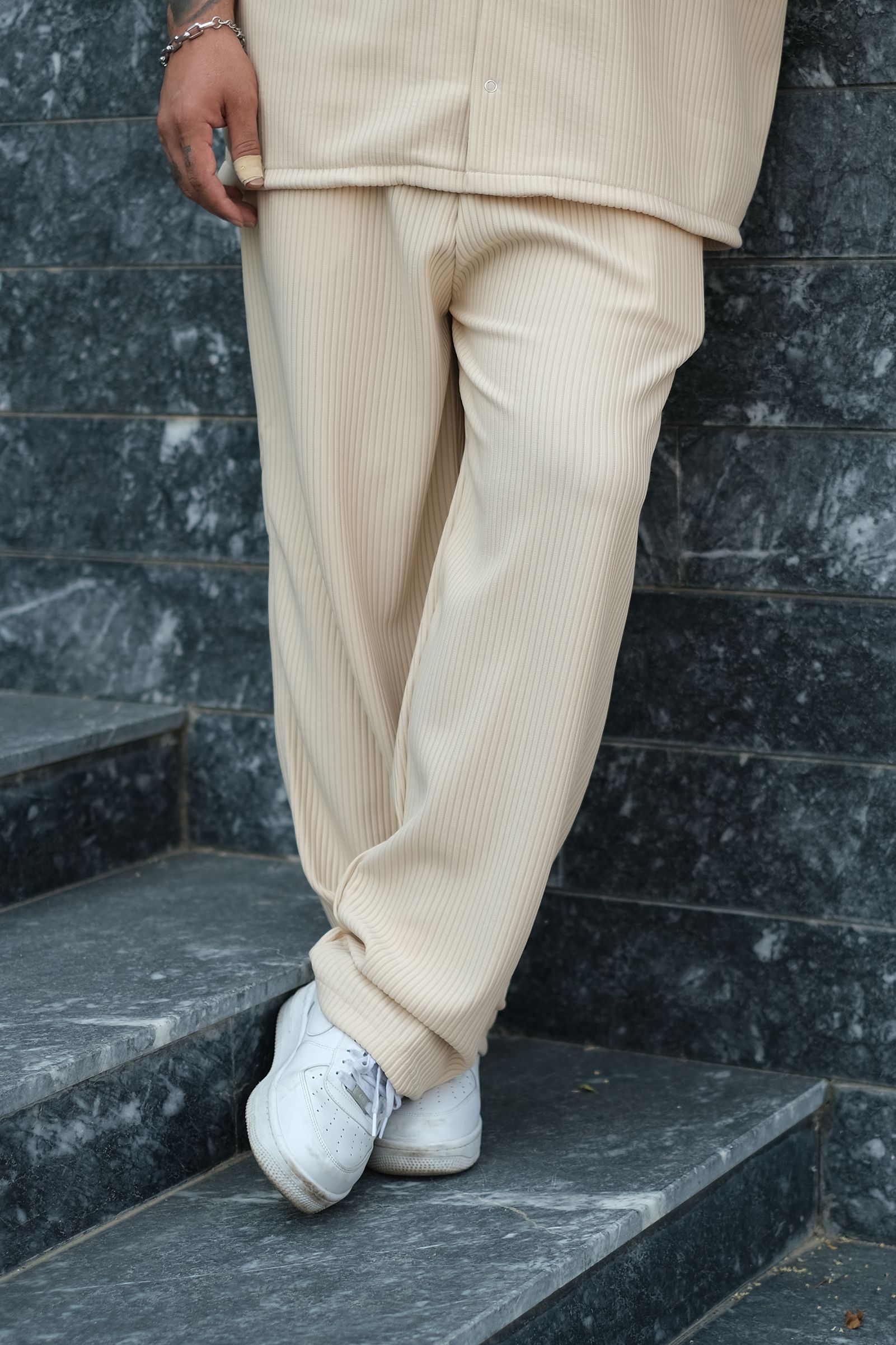 808 Fitil Dokulu Baggy Tok Jogger - Kavun İçi