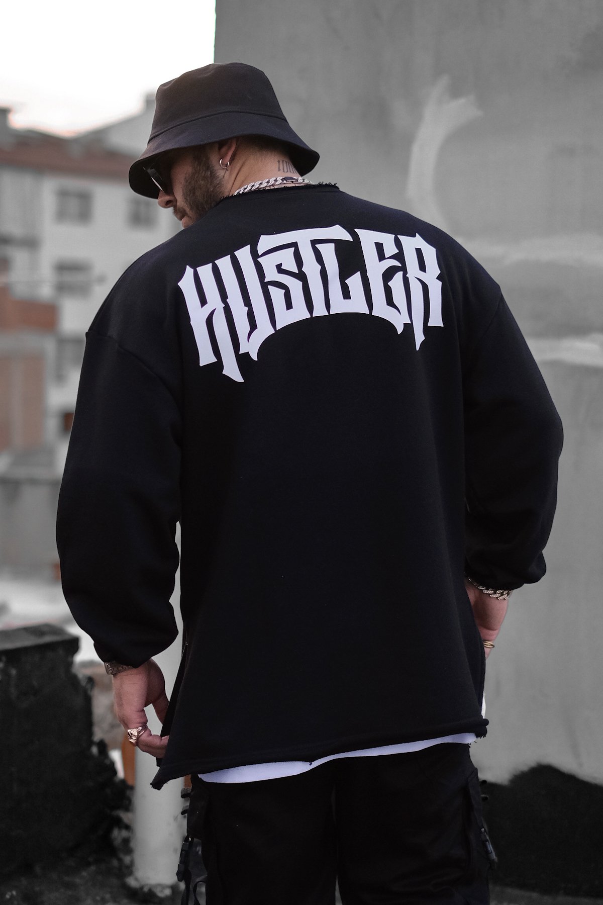 808 “Street Hustler” Fermuar Yırtmaçlı Oversıze Sweatshırt