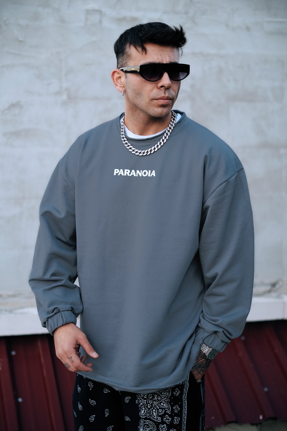 808 ''Paranoia'' Oversize Sweatshirt - Koyu Gri
