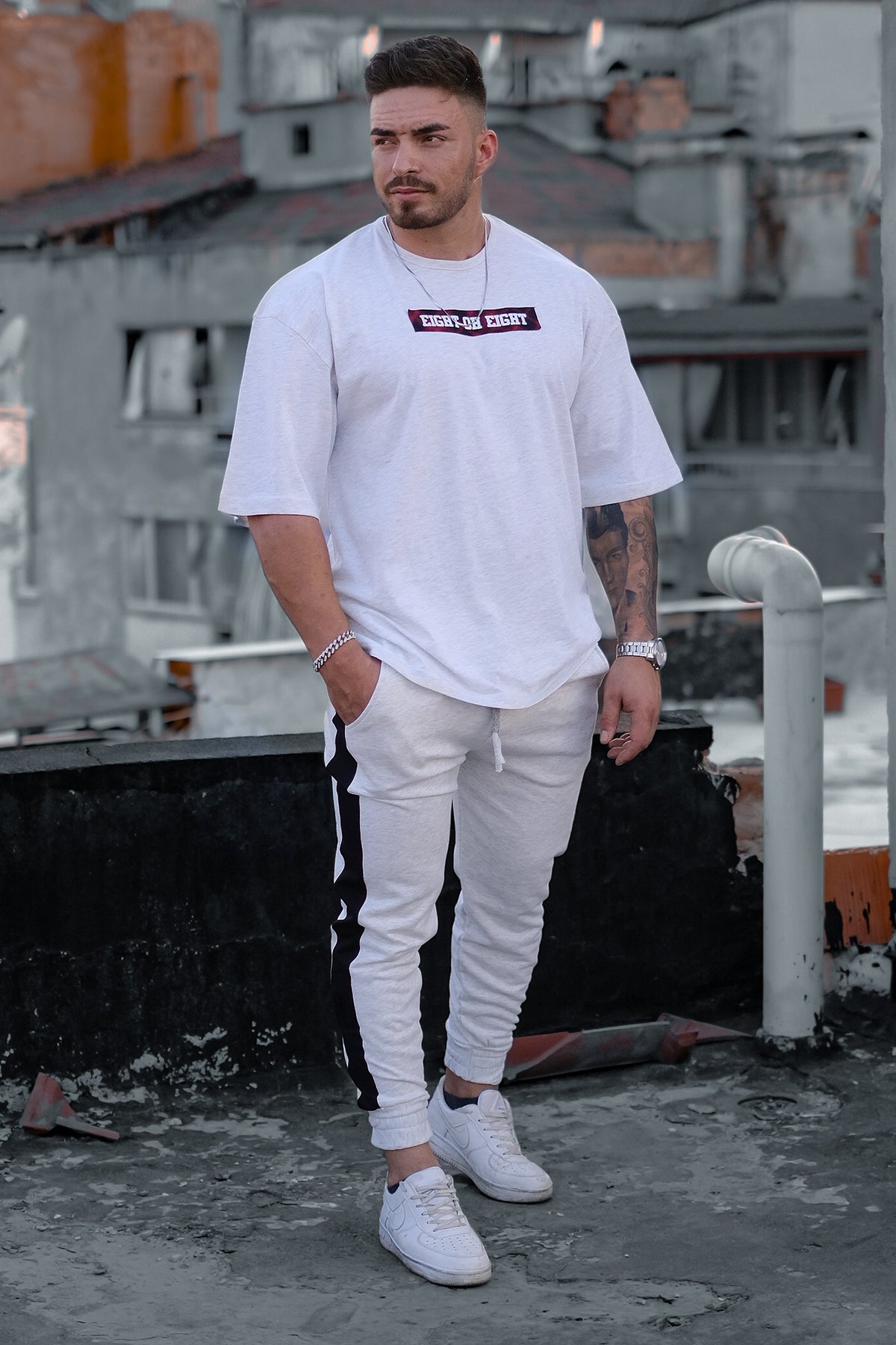 808 " Deadline " Baskılı Oversize Tişört