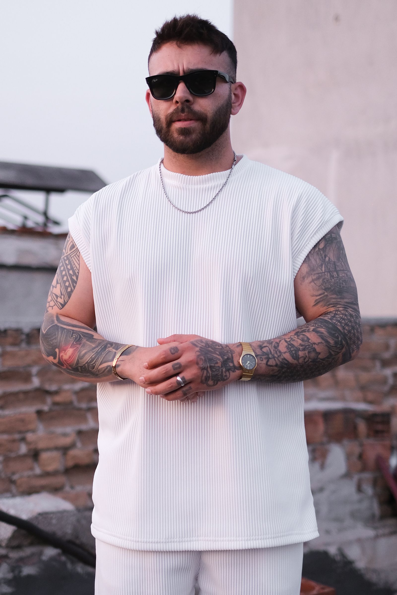 808 Fitil Dokulu Oversize Kolsuz Tişört