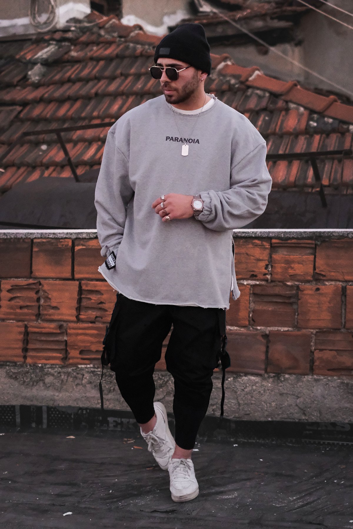 808 ''Paranoia'' Oversize Fermuar Yırtmaç Sweatshirt