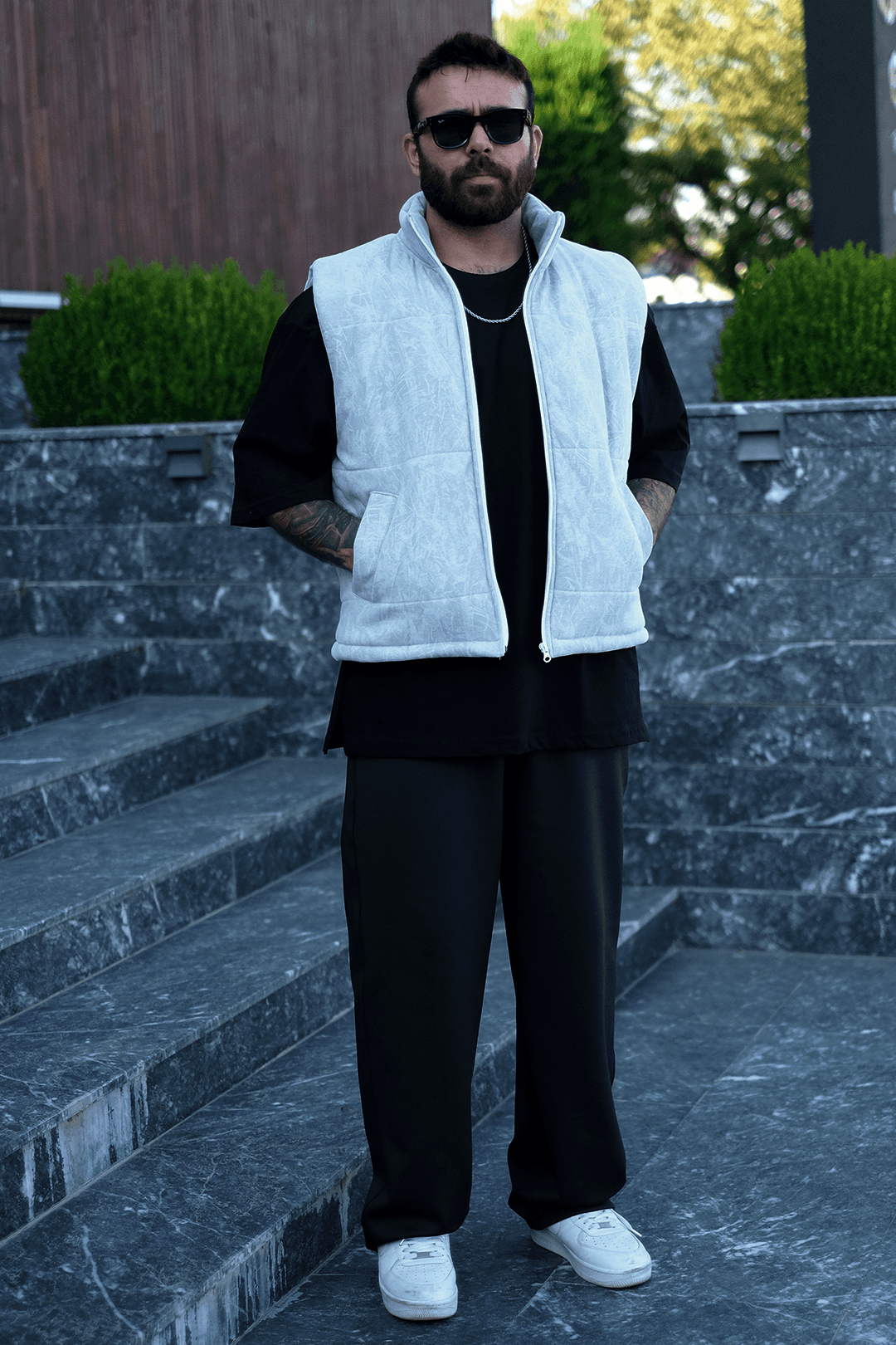 808 Frost Desen Dolgulu Dik Yaka Yelek