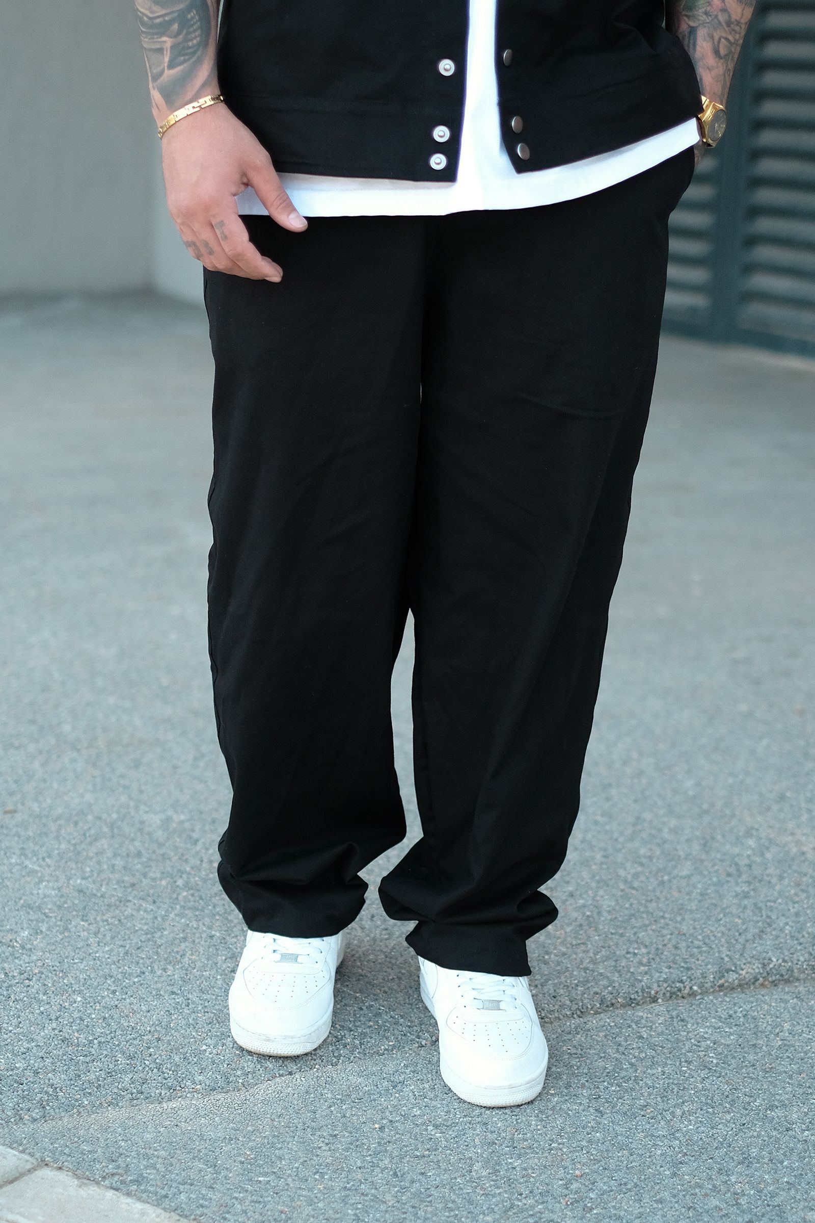 808 Oversize Baggy Basic Pantolon - Siyah