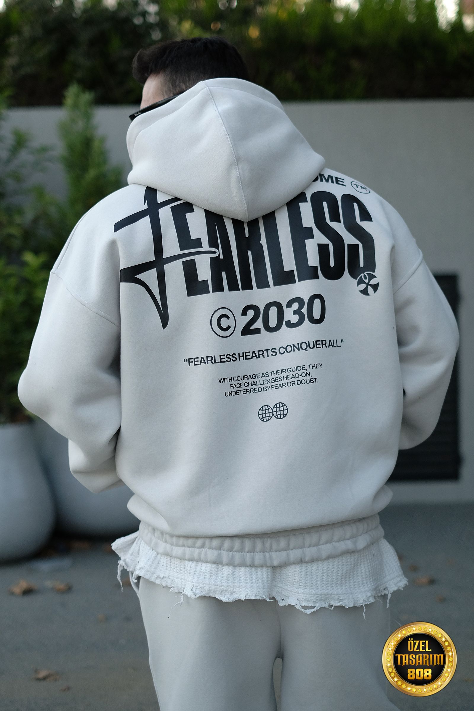 808 Fearless Baskılı Oversize Özel Tasarım Hoodie