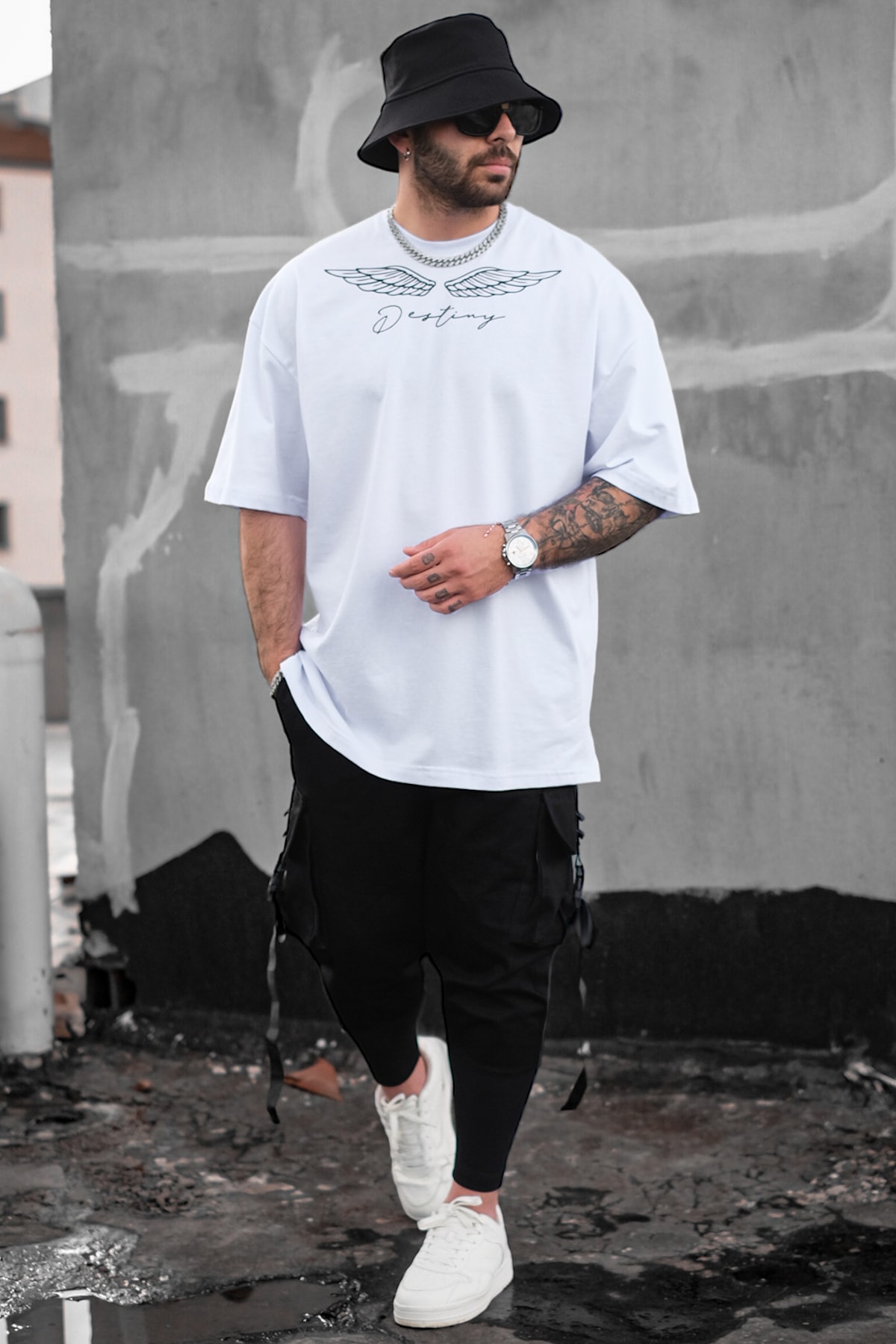 808 Destiny Baskılı Oversize Tişört