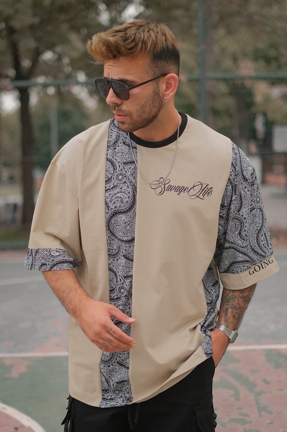 808 Kontrast Baskılı Oversize Tişört