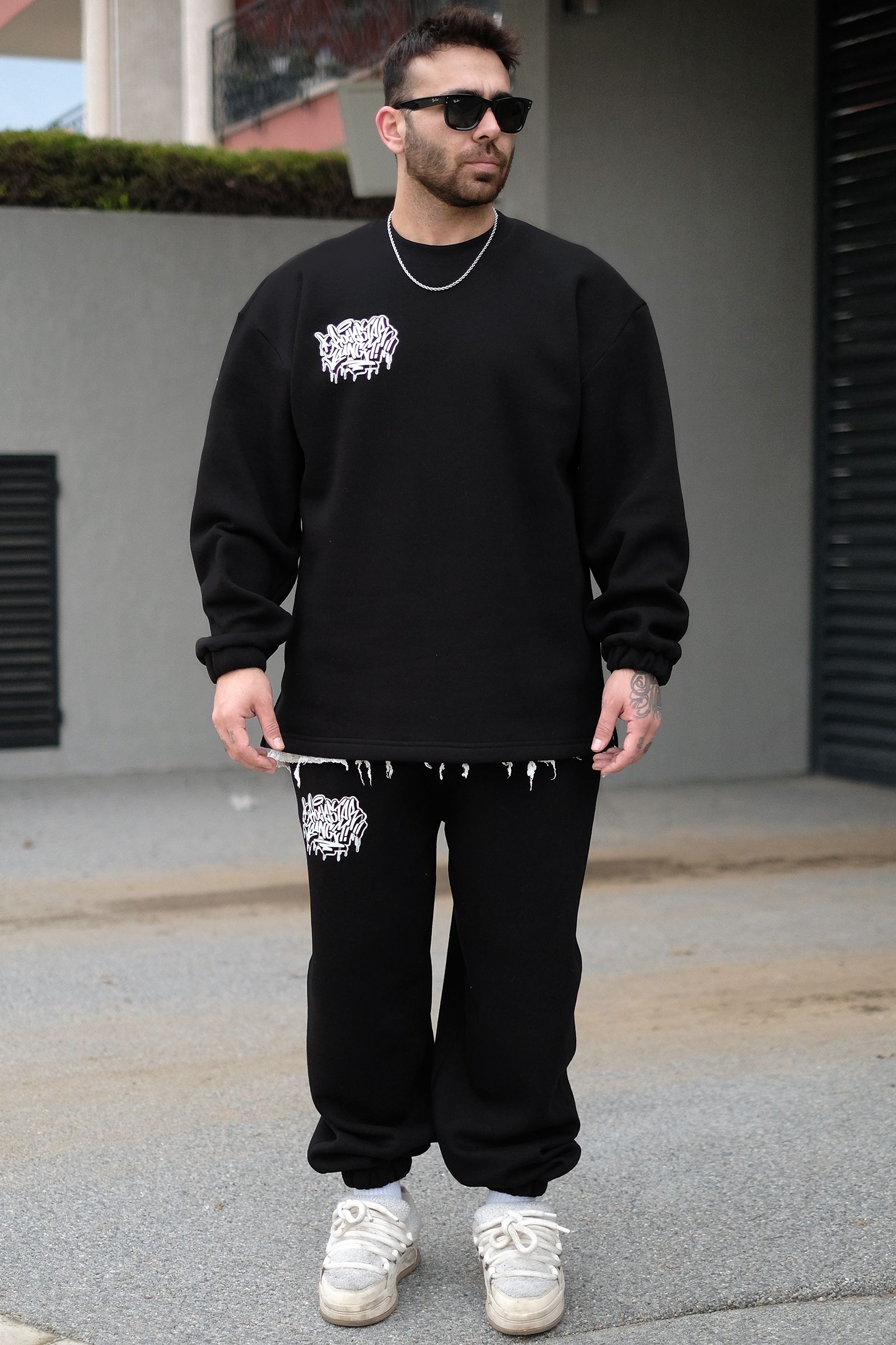 808 Graffiti Baskılı Baggy Jogger