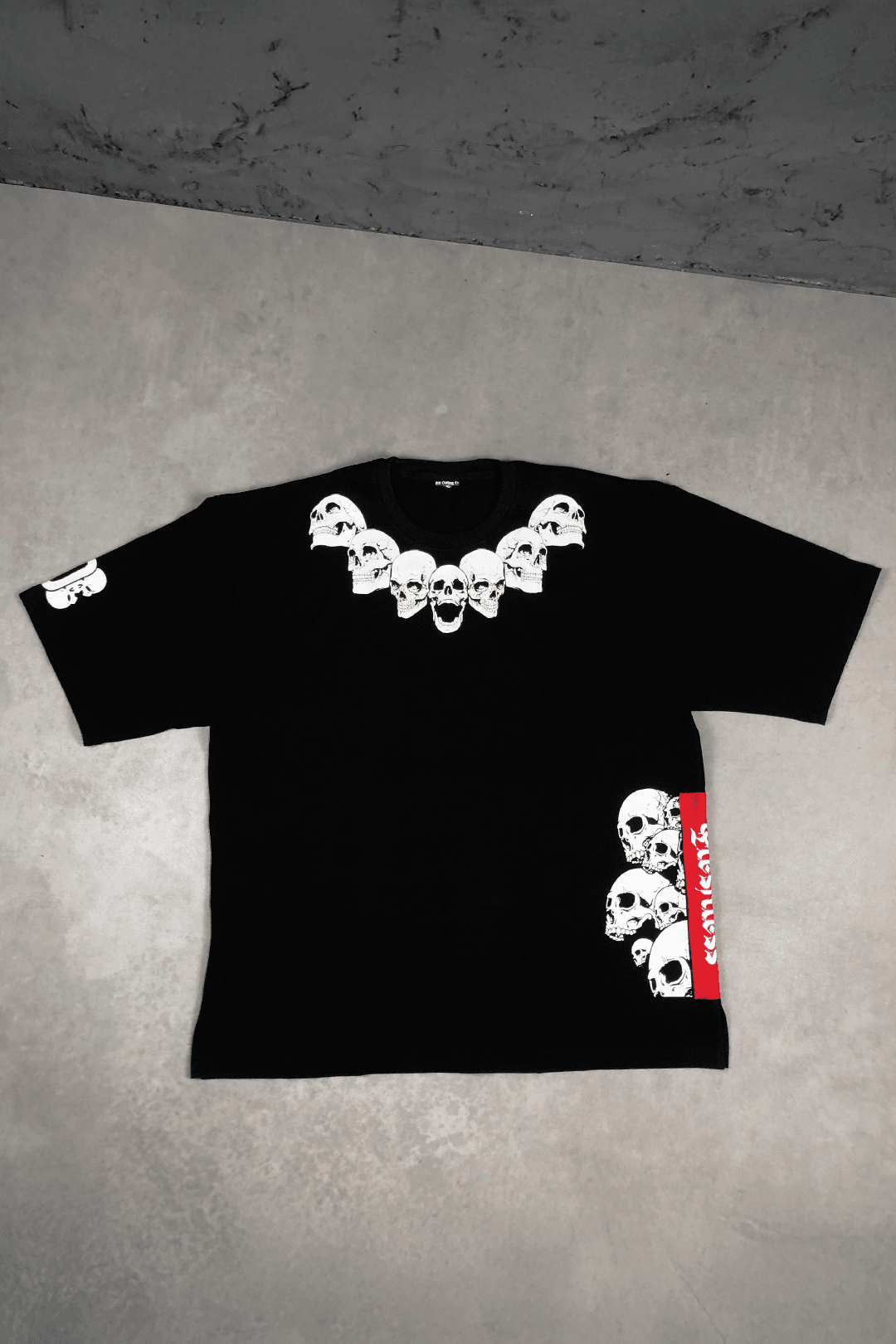 808 Fleshless Skull Baskılı Oversize Tişört - Siyah