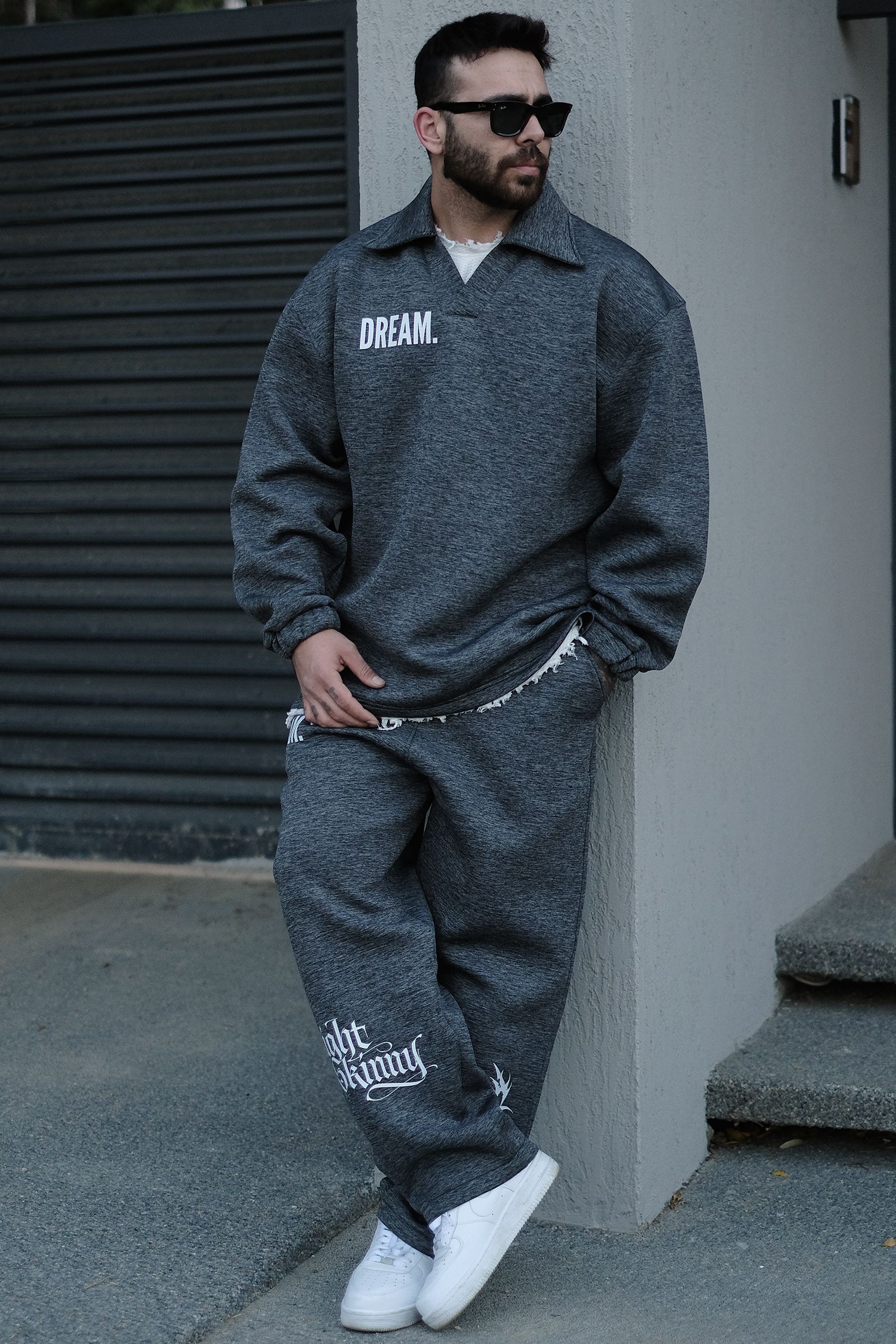 808 Dream Baskılı Özel Tasarım Oversize Jogger - Gri