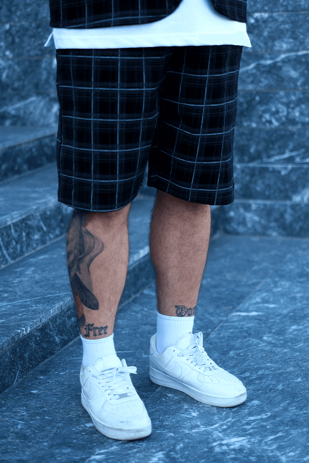 808 Metal Grid Desen Tok Şort