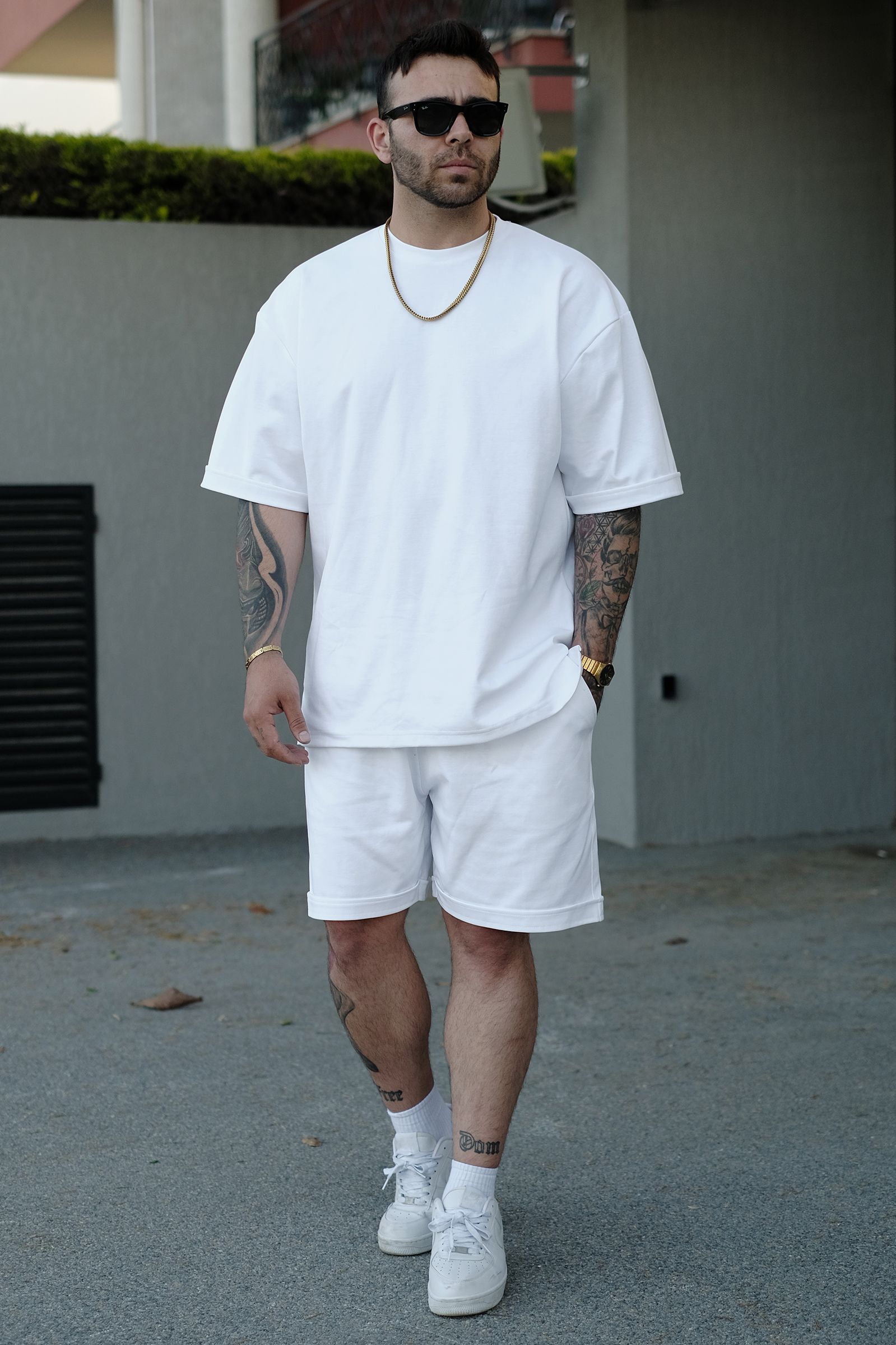 808 Basic Oversize Tok Tişört - Beyaz