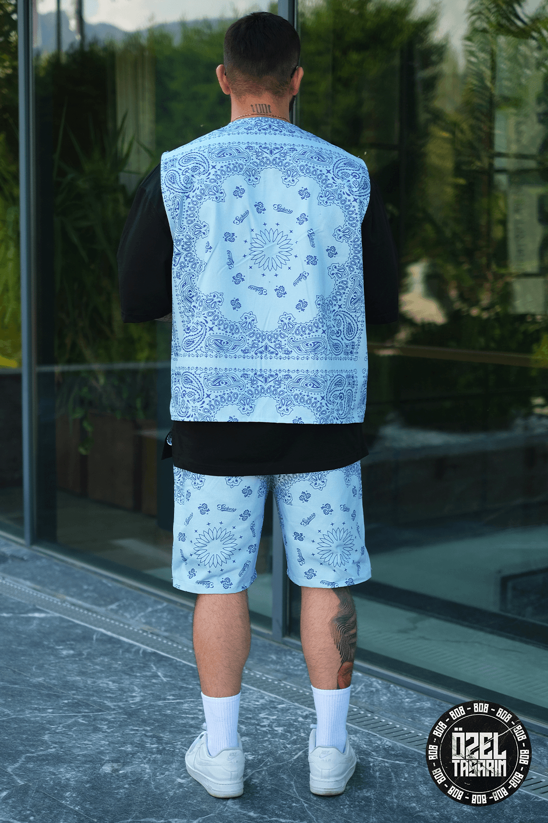 808 Ocean Bandana Desen Oversize Takım ( Yelek + Şort )