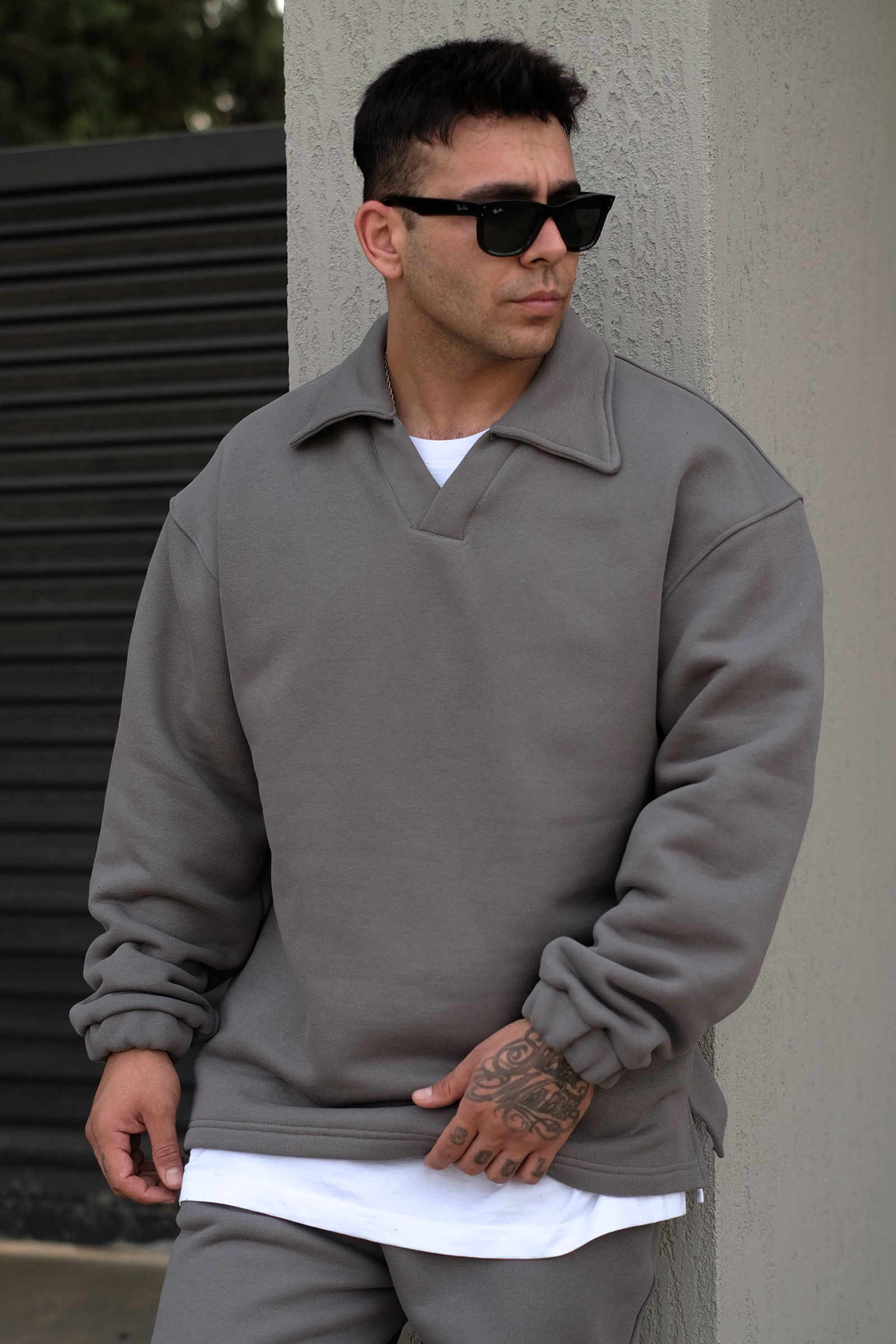 808 Basic Yakalı Oversize Sweatshirt