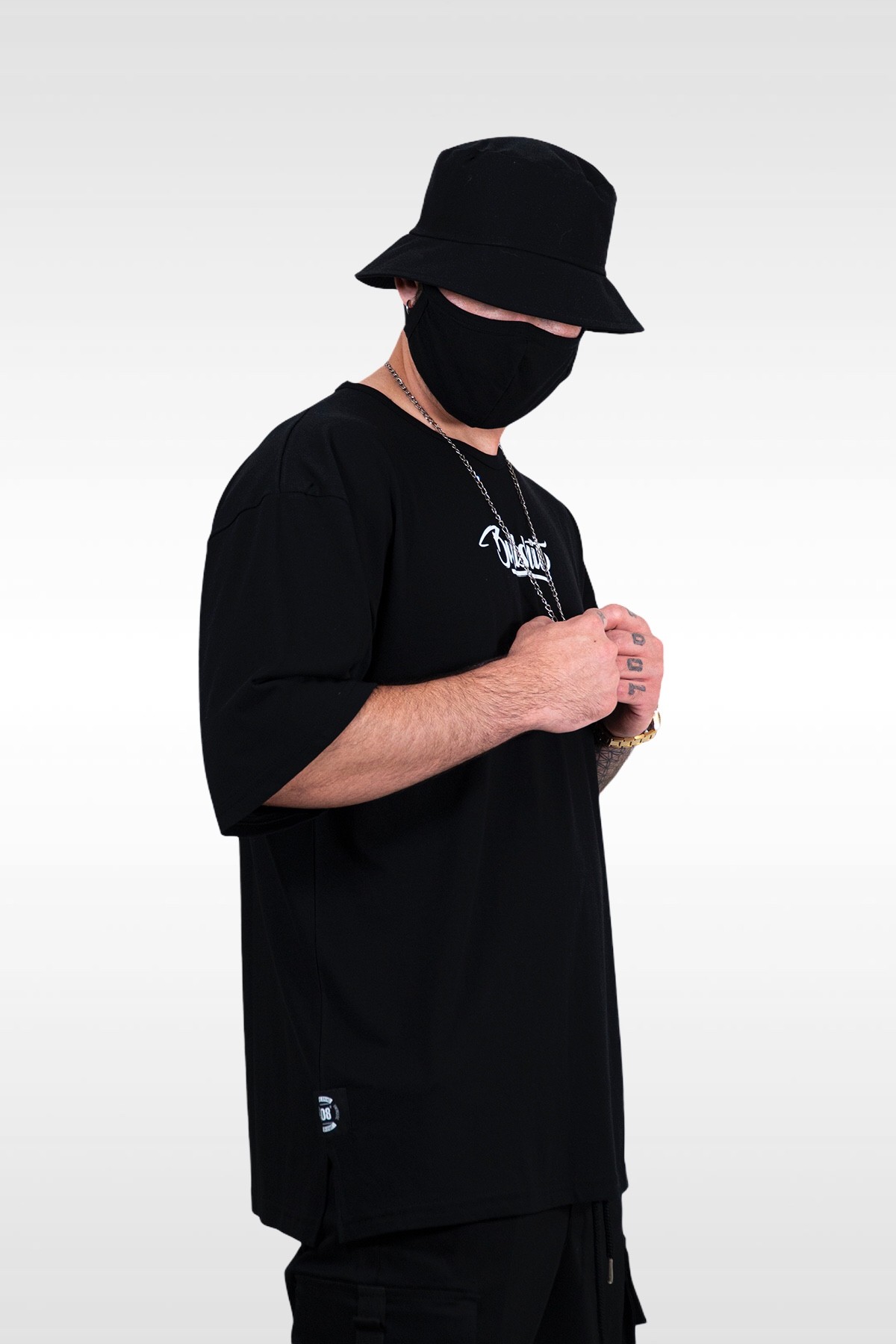 808 '' Bullshit '' Baskılı Oversize Tişört