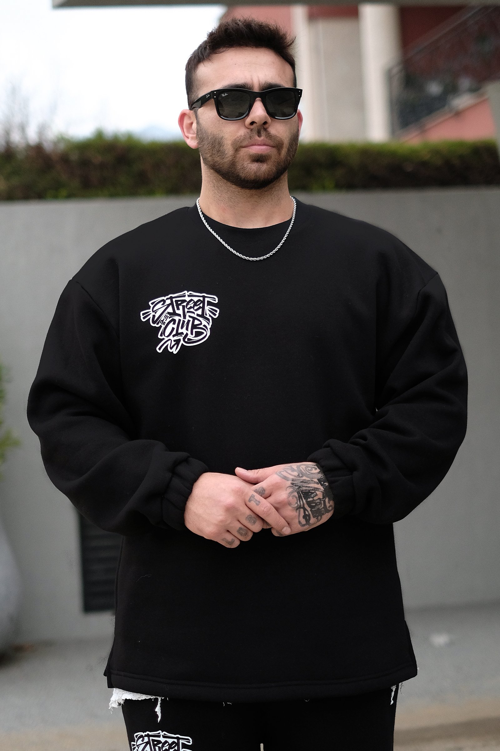 808 Street Club Sırt Baskılı Oversize Sweatshirt