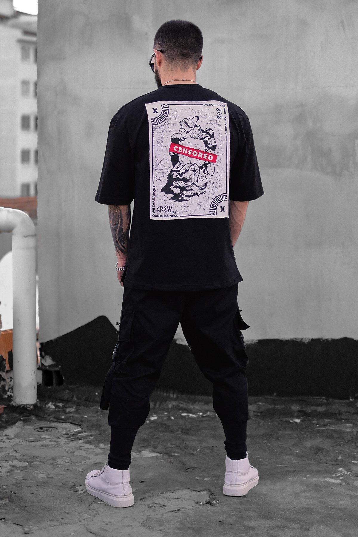 808 Cencored Baskılı Oversize Tişört