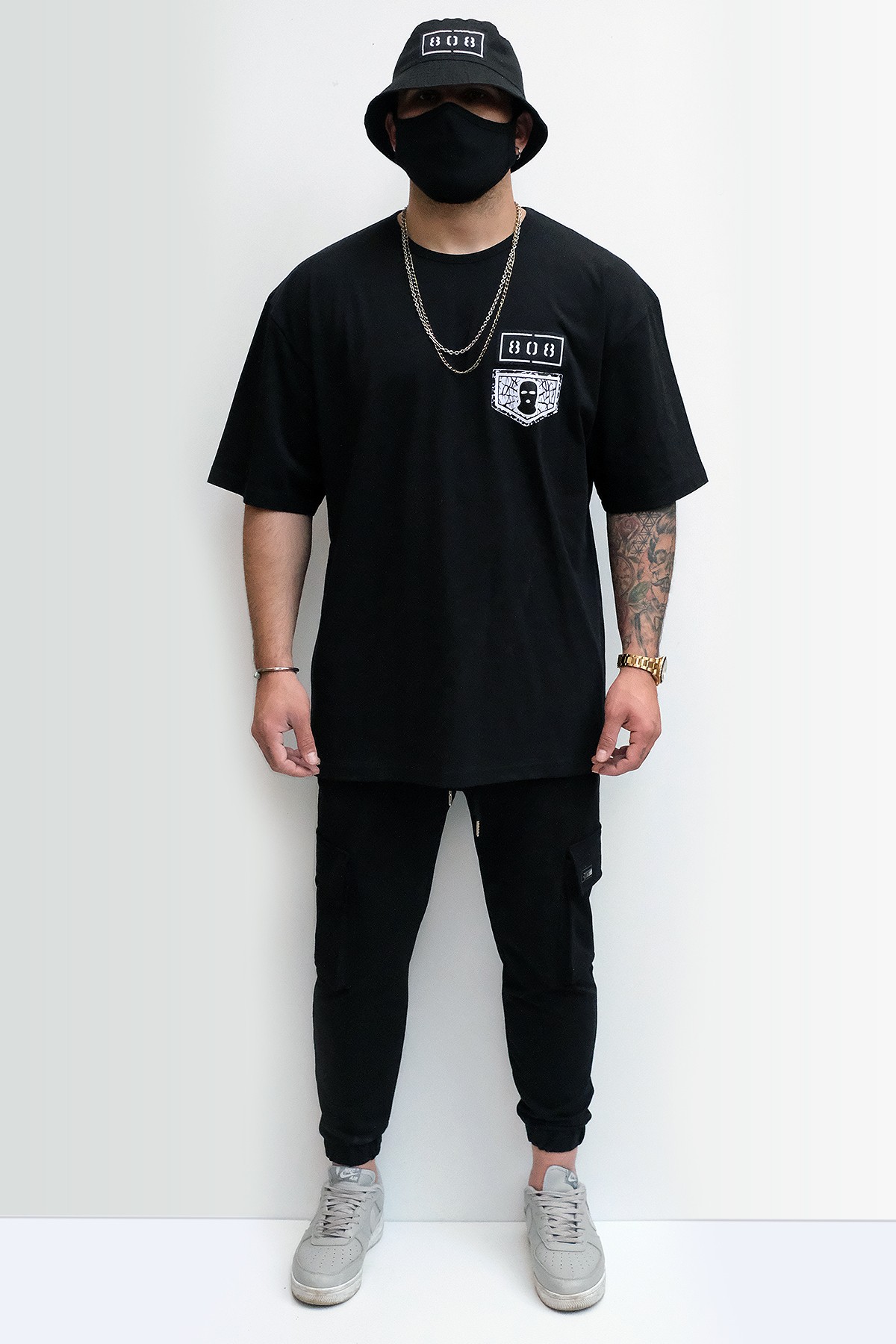 808 '' Savage x Ski Mask '' Baskılı Oversize Tişört