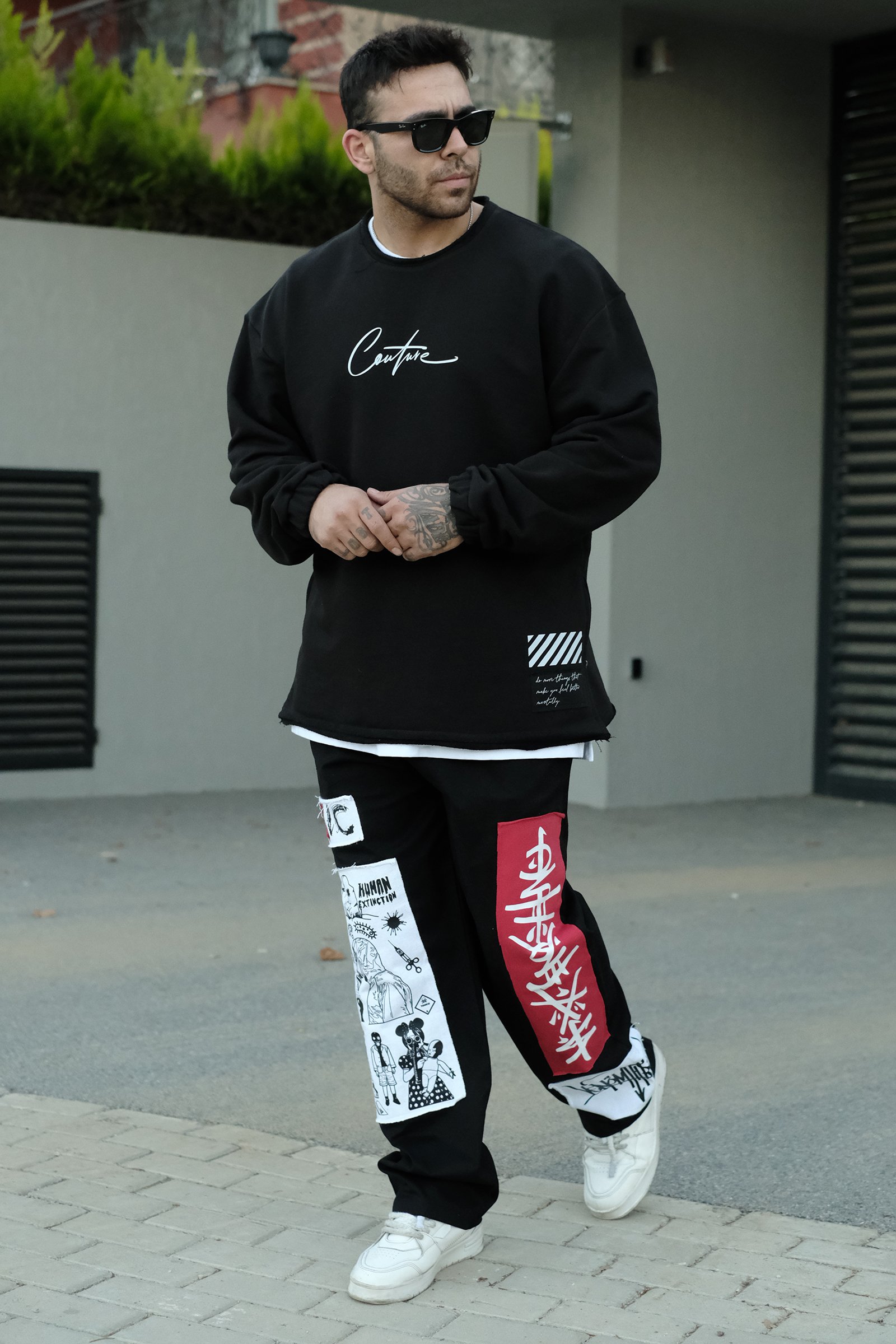 808 "Couture" Fermuar Yırtmaç Oversize Sweatshirt