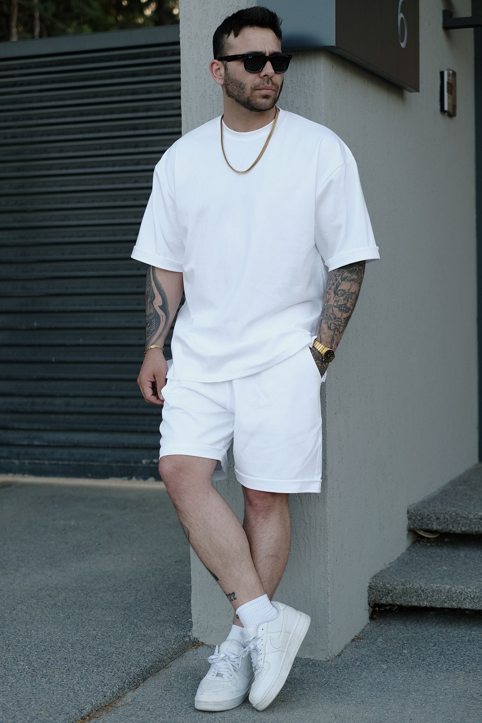 808 Basic Oversize Tok Tişört - Beyaz
