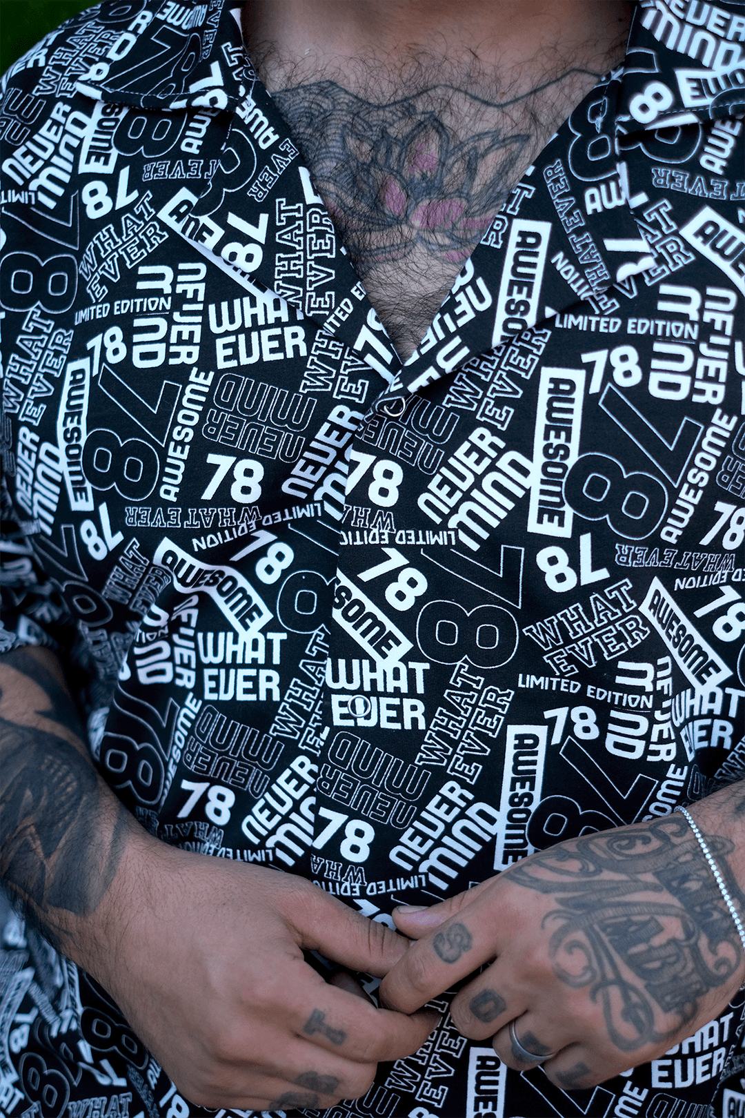 808 78 Desen Tok Oversize Takım ( V Yaka Gömlek + Şort )