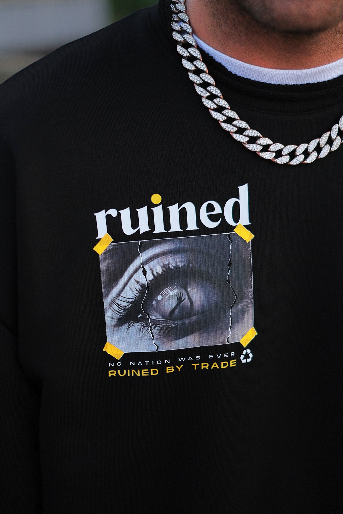 808 Ruined Sırt Baskılı Oversize Sweatshirt