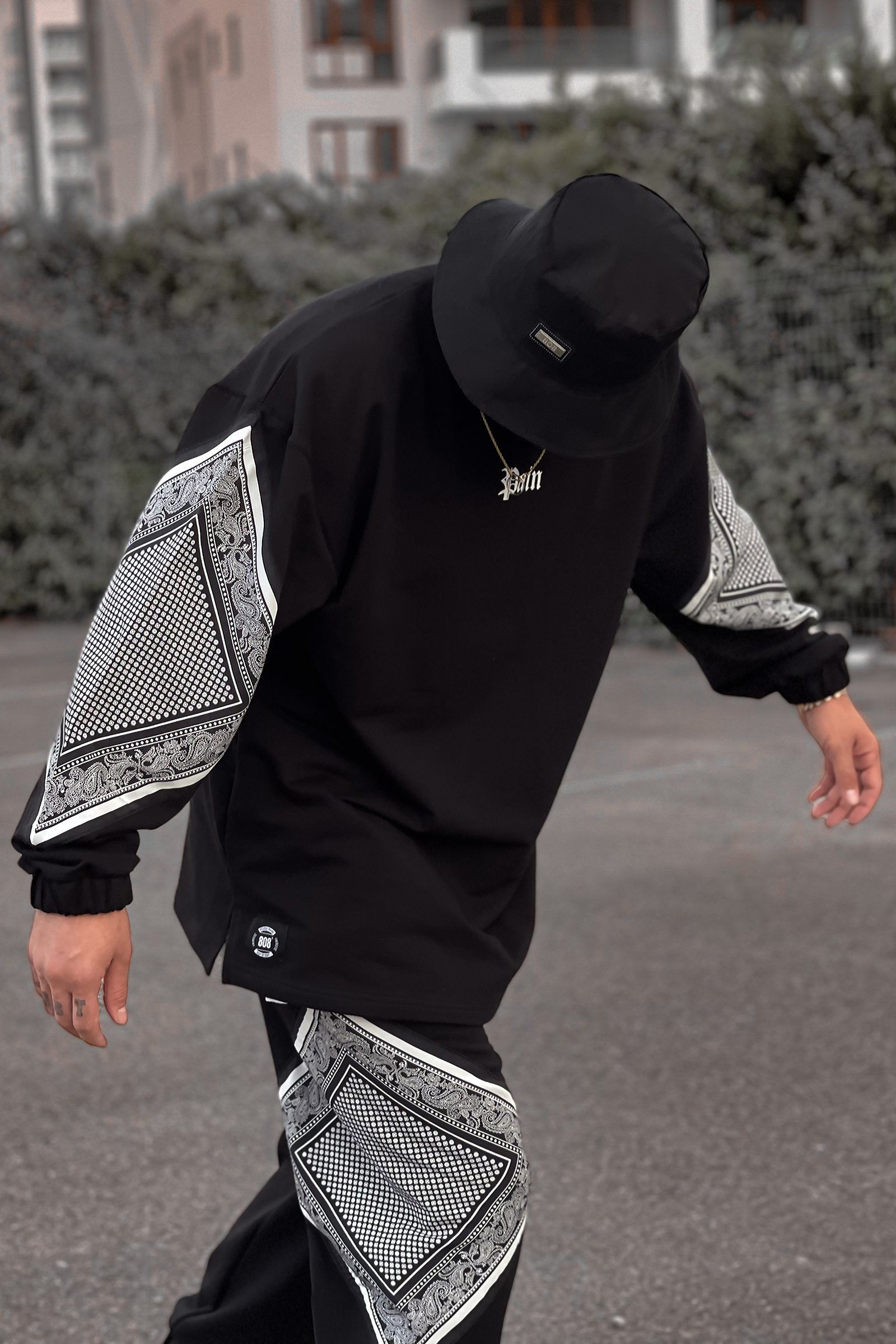 808 Pain Bandana Kontrast Oversize Sweatshirt
