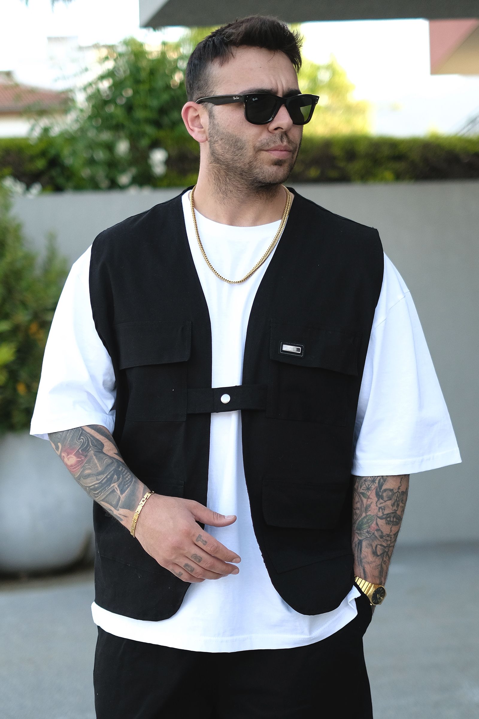 808 Oversize Tek Düğme Cepli Yelek