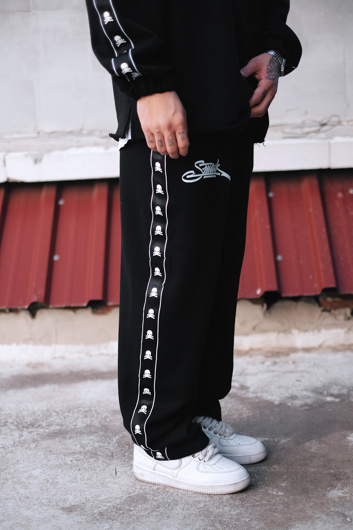 808 Smack Şerit Detay Oversize Baggy Jogger - Siyah